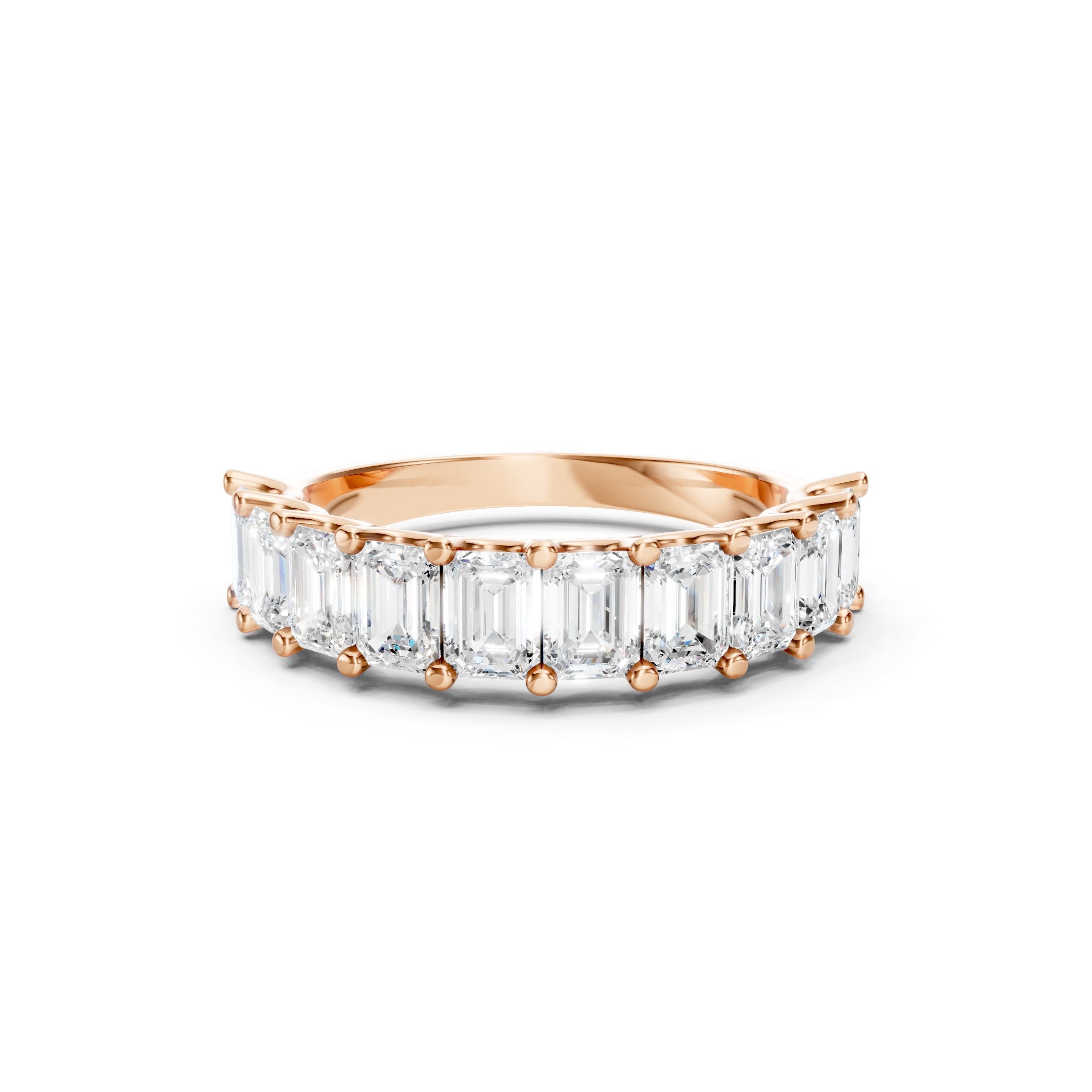 2.50 CT Emerald Cut Lab Grown Diamond Eternity Band in Solid Gold 