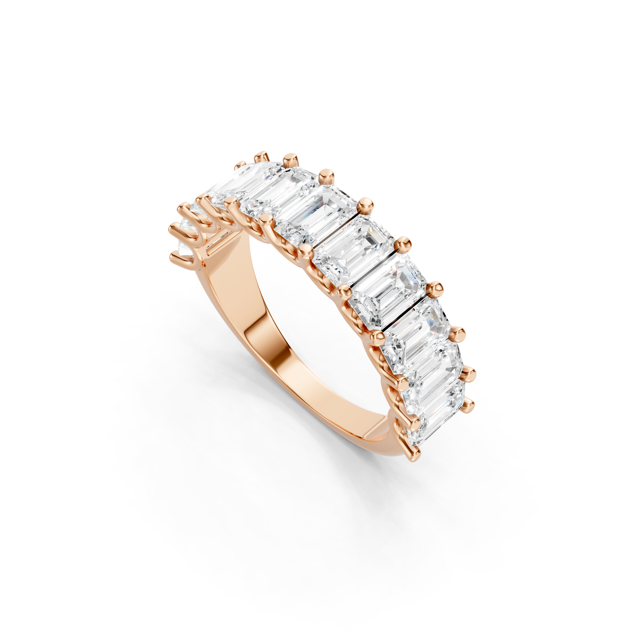 3.50 CT Emerald Cut Lab Grown Diamond Eternity Band in Solid Gold 