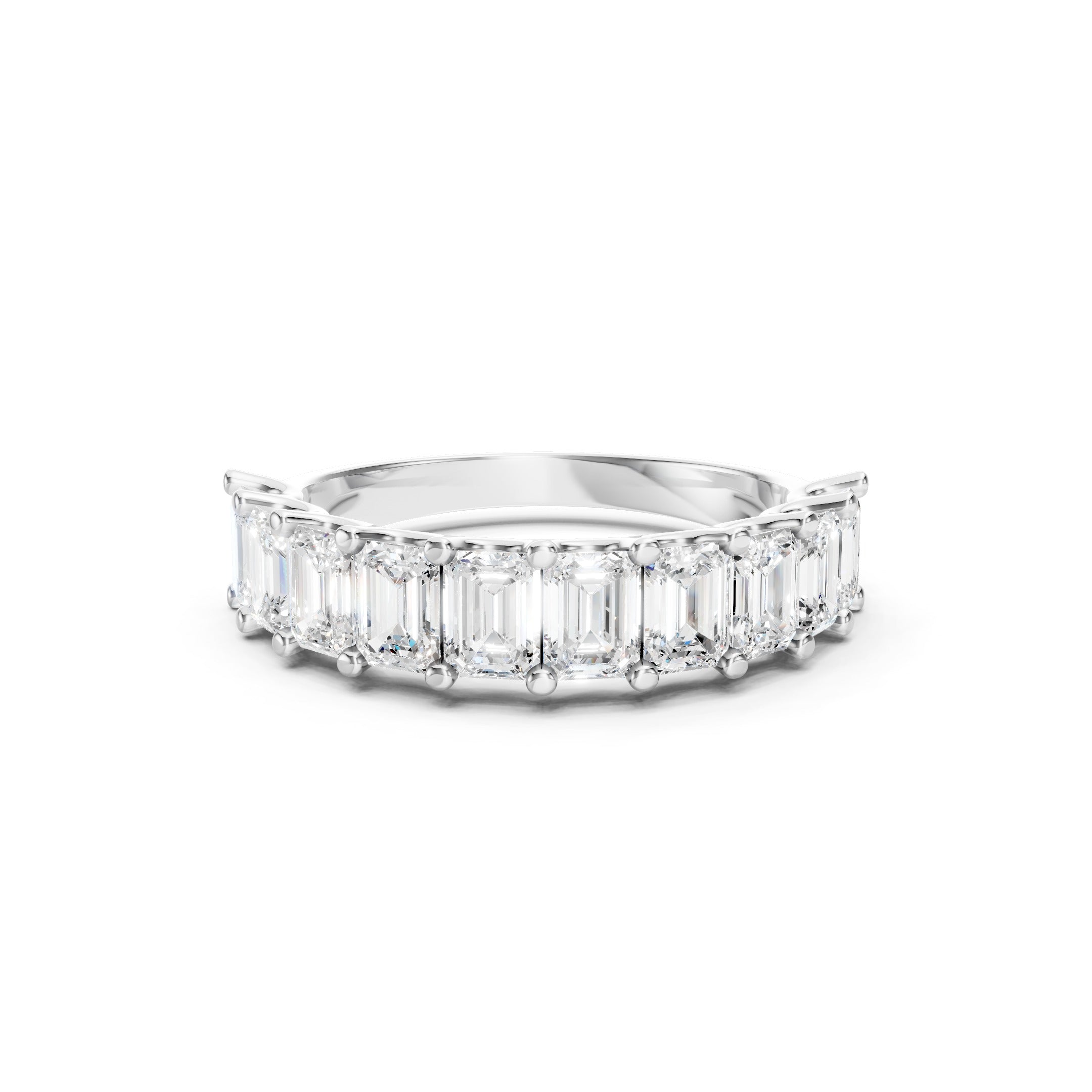 2.50 CT Emerald Cut Lab Grown Diamond Eternity Band in Solid Gold 