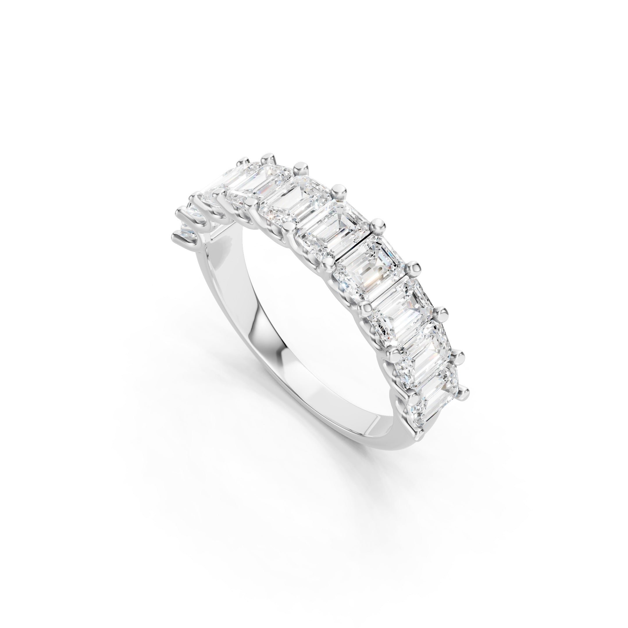 2.50 CT Emerald Cut Lab Grown Diamond Eternity Band in Solid Gold 