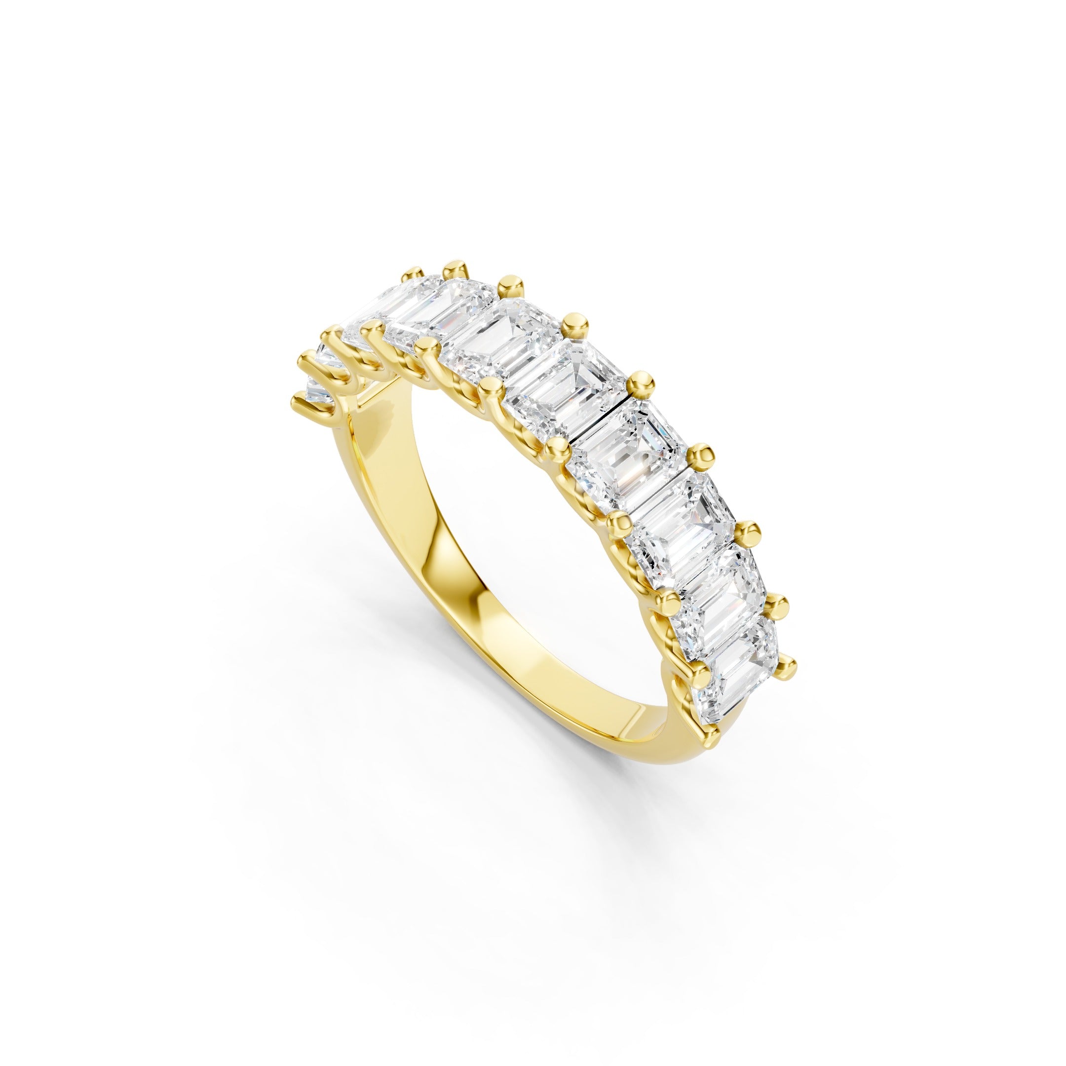 2.50 CT Emerald Cut Lab Grown Diamond Eternity Band in Solid Gold 