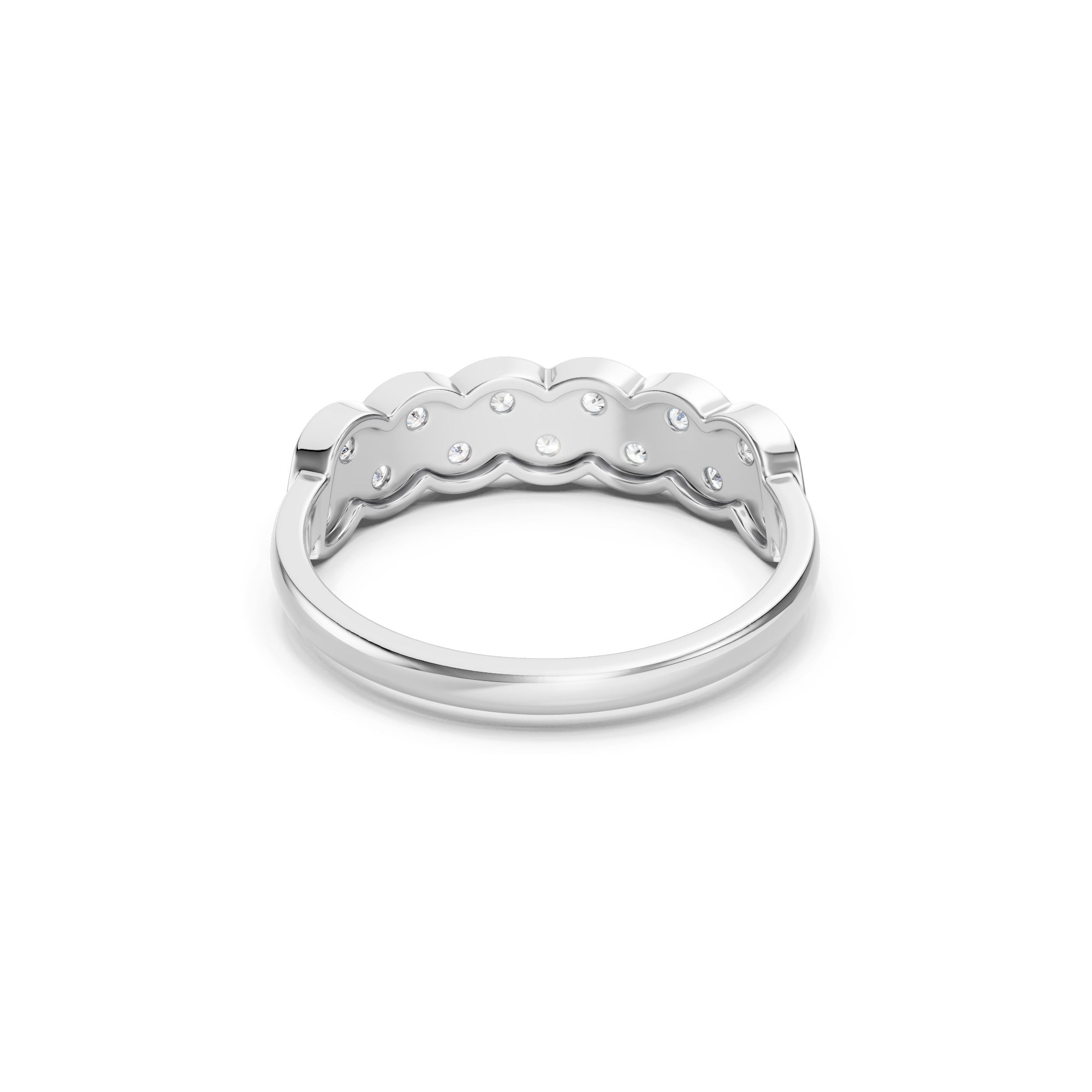 14K Round Cut Lab Grown Diamond Wedding Geometric Gold Eternity Ring