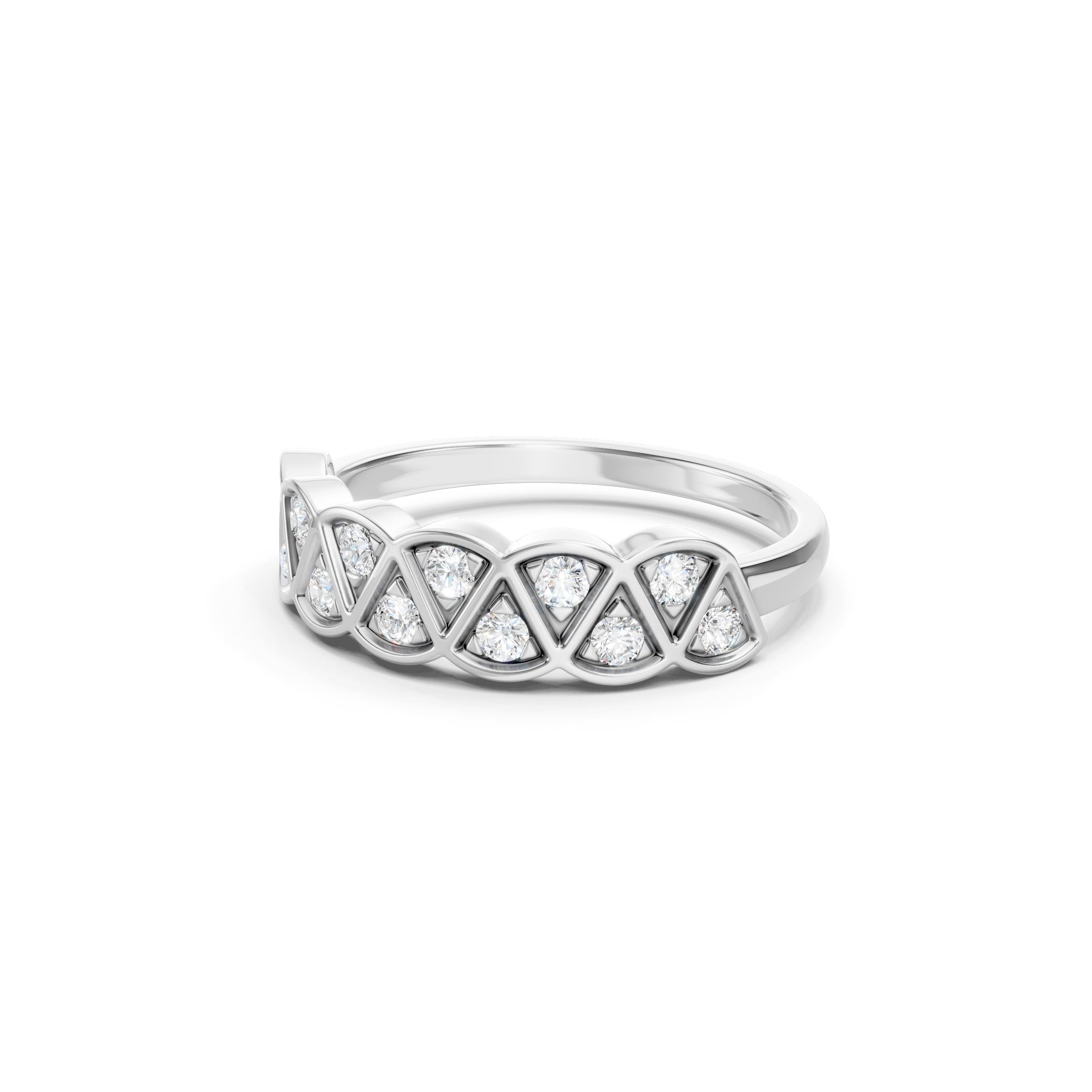 14K Round Cut Lab Grown Diamond Wedding Geometric Gold Eternity Ring