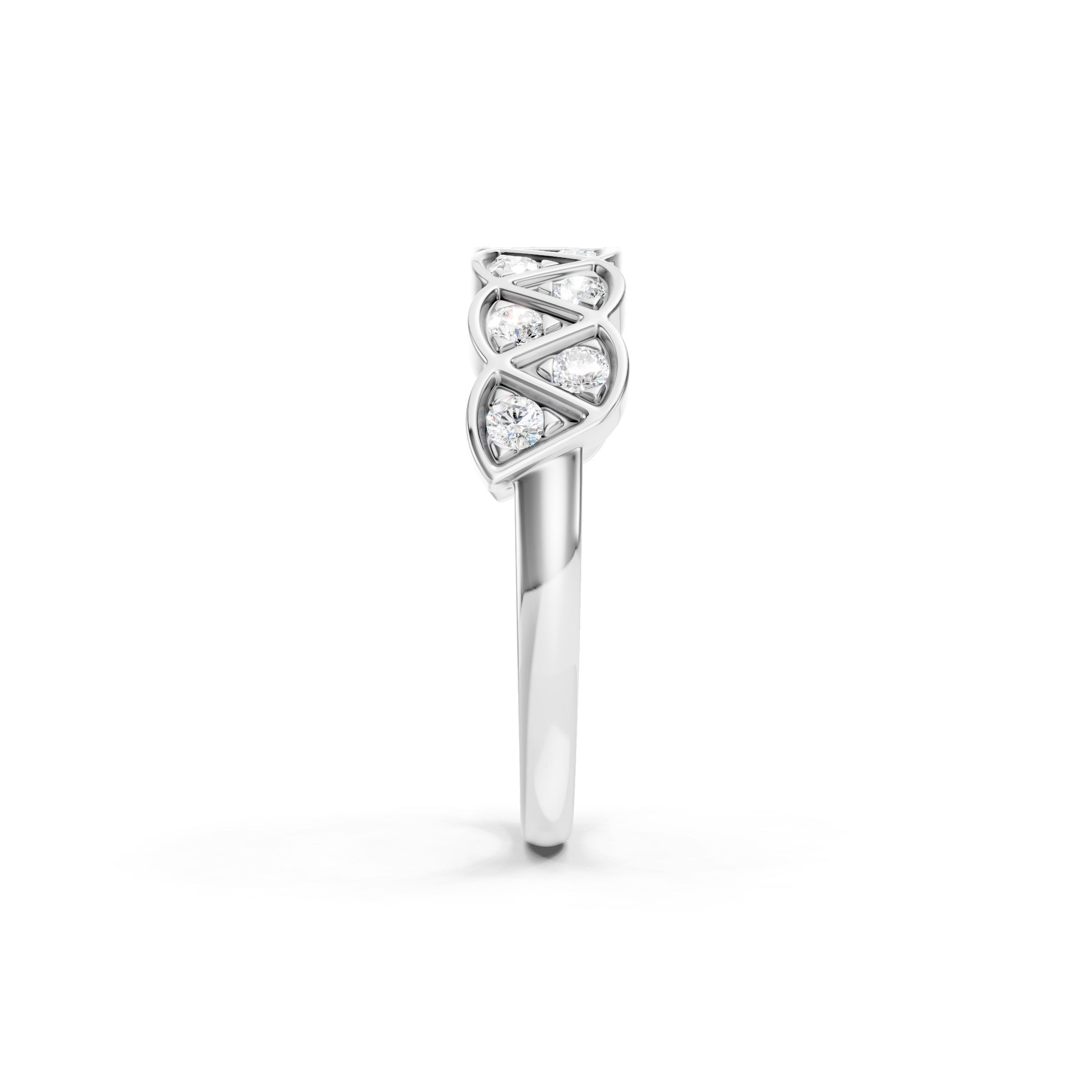 14K Round Cut Lab Grown Diamond Wedding Geometric Gold Eternity Ring