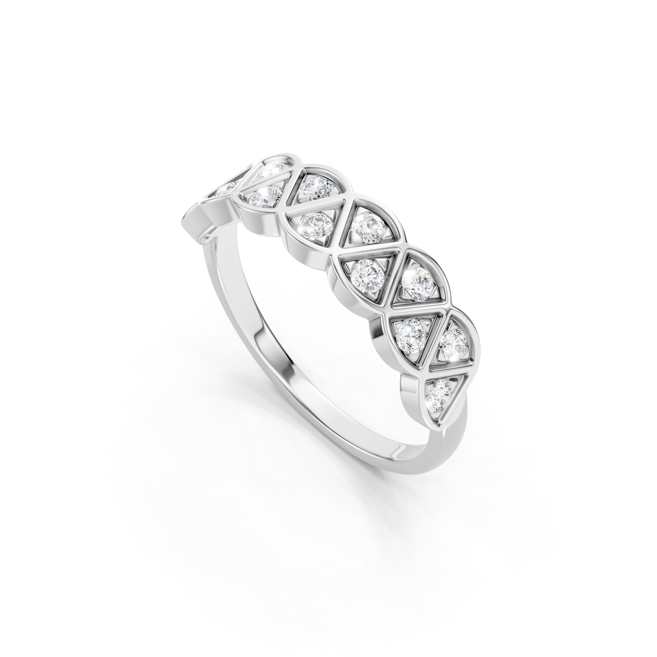 14K Round Cut Lab Grown Diamond Wedding Geometric Gold Eternity Ring