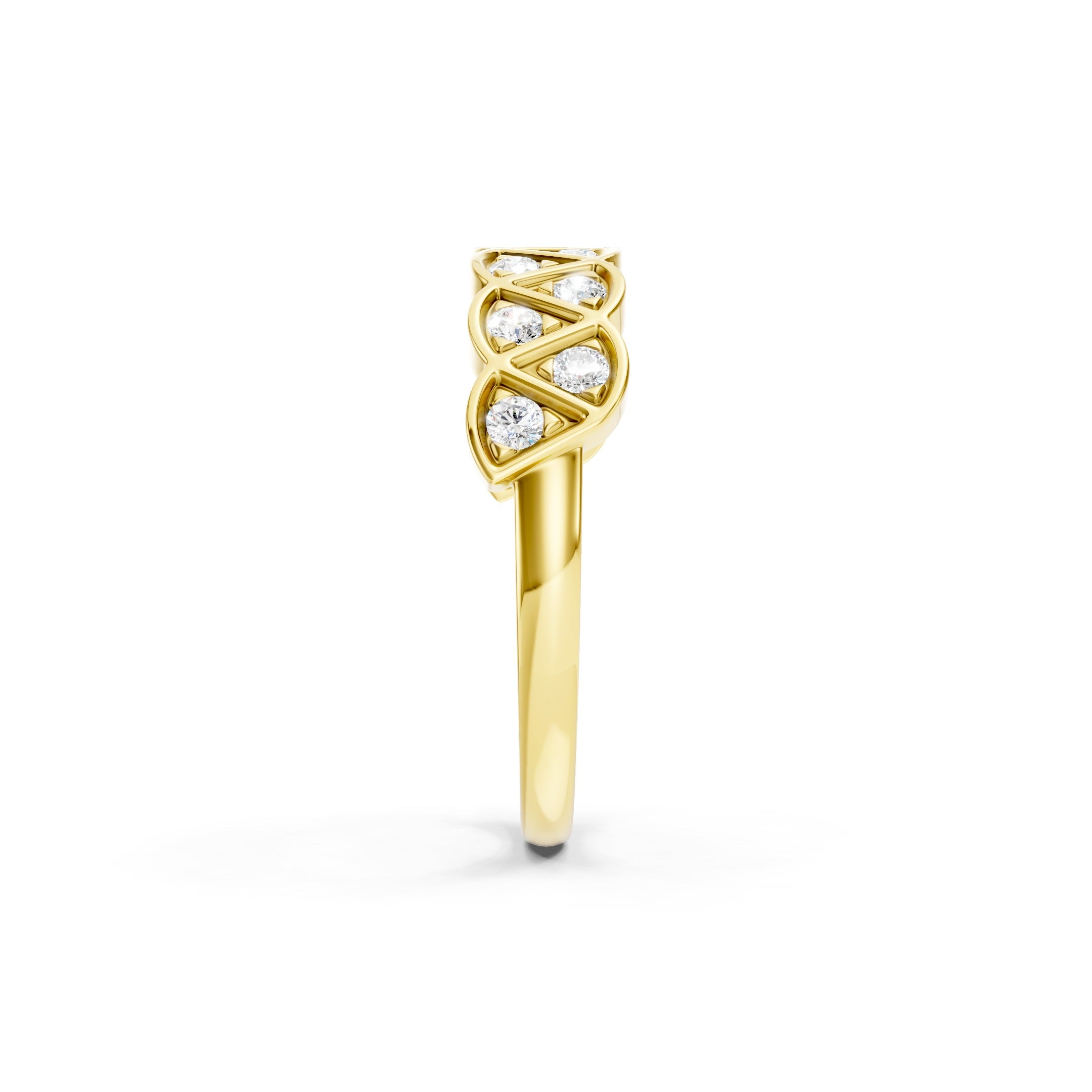 14K Round Cut Lab Grown Diamond Wedding Geometric Gold Eternity Ring
