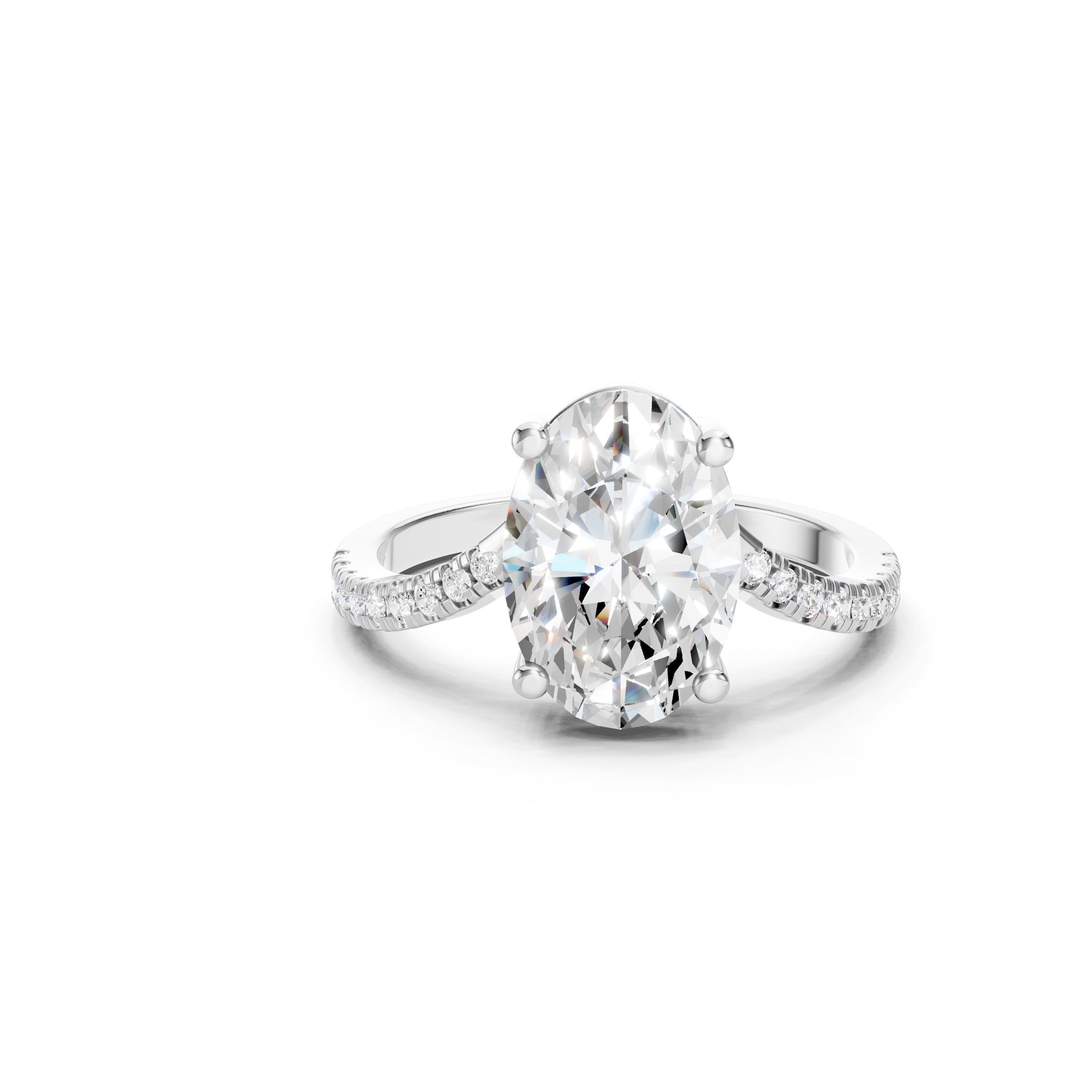 3.50 CT Oval Cut Lab Grown Diamond Engagement Ring in Solid Gold