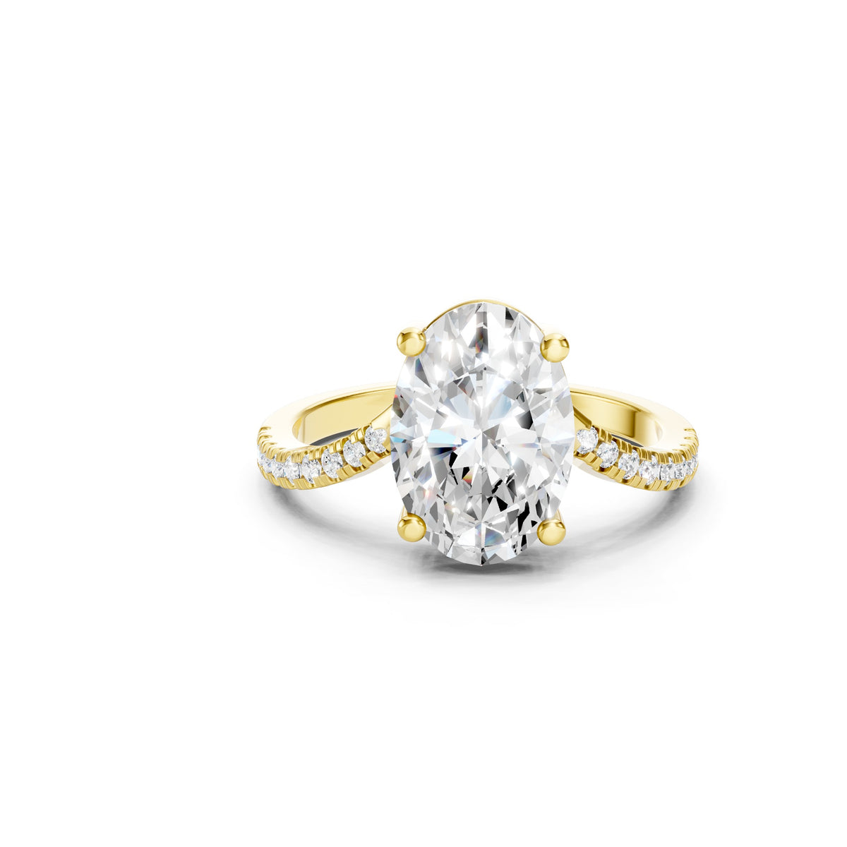 3.50 CT Oval Cut Lab Grown Diamond Engagement Ring in Solid Gold