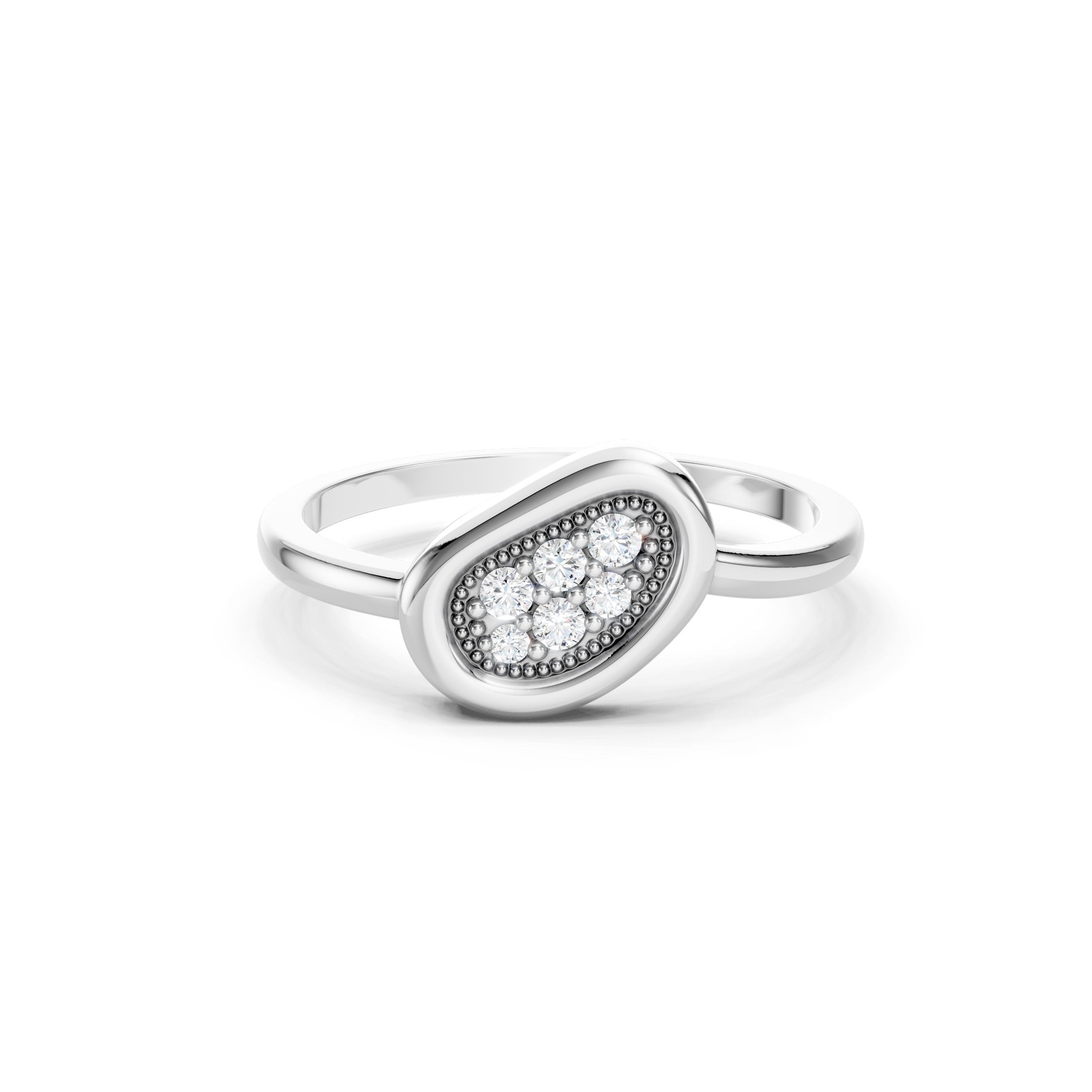 Oval Cluster statement Diamond Ring in 10K 14K 18K  Minimalist Vintage Diamond Ring