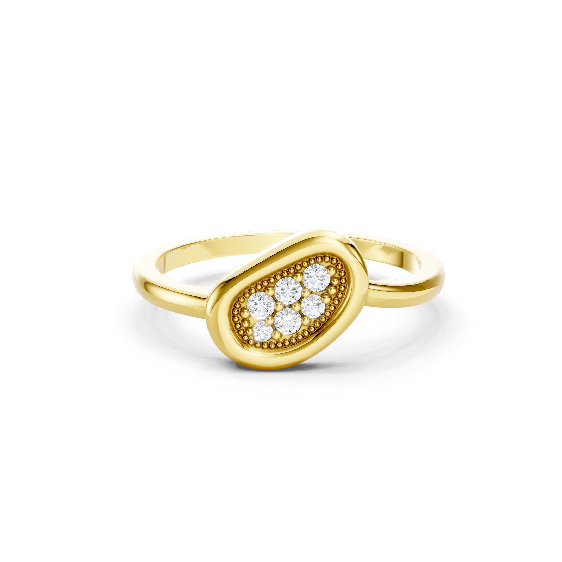 Oval Cluster statement Diamond Ring in 10K 14K 18K  Minimalist Vintage Diamond Ring