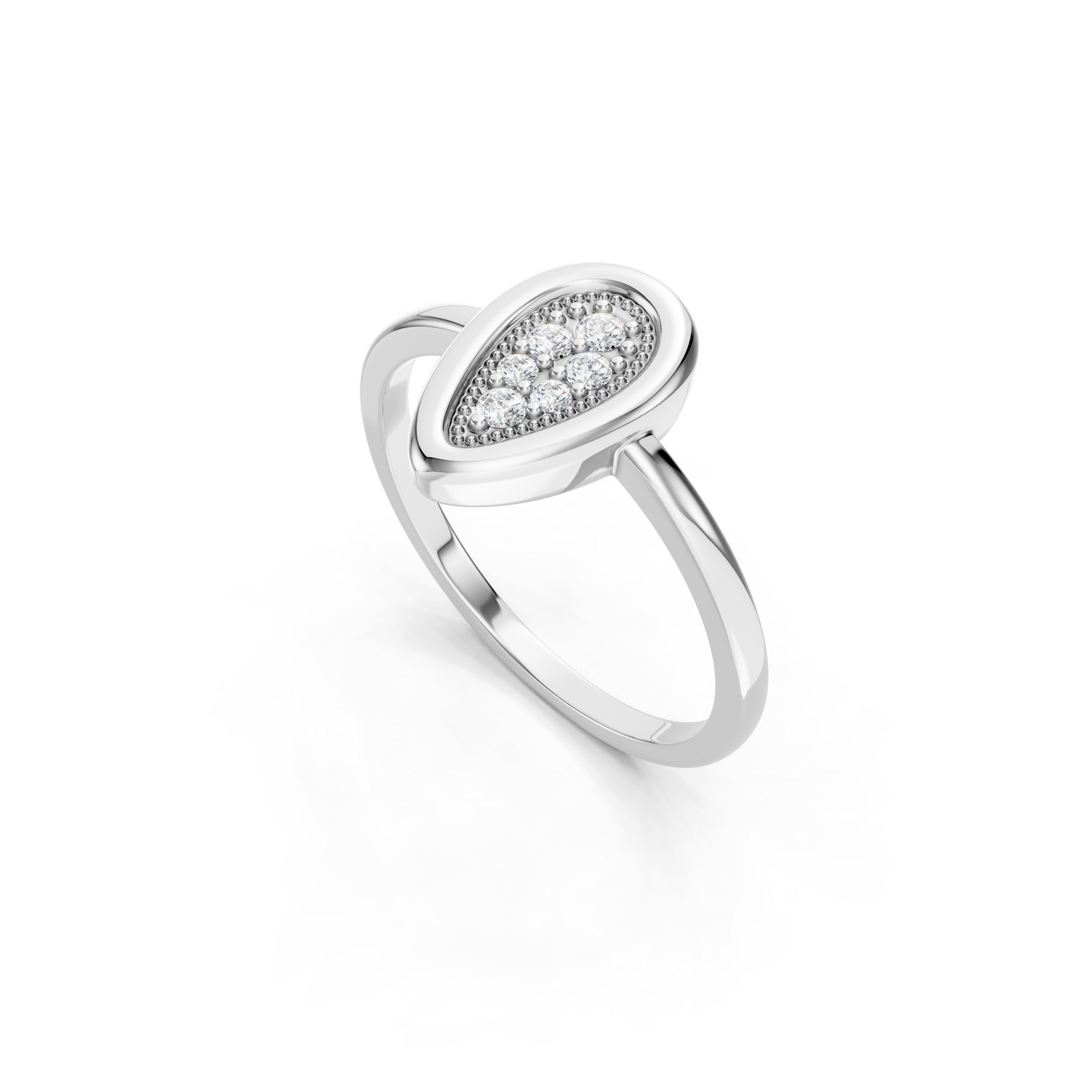 14K Oval Cluster Minimalist Diamond Ring, Dainty Vintage Inspired Gold Ring