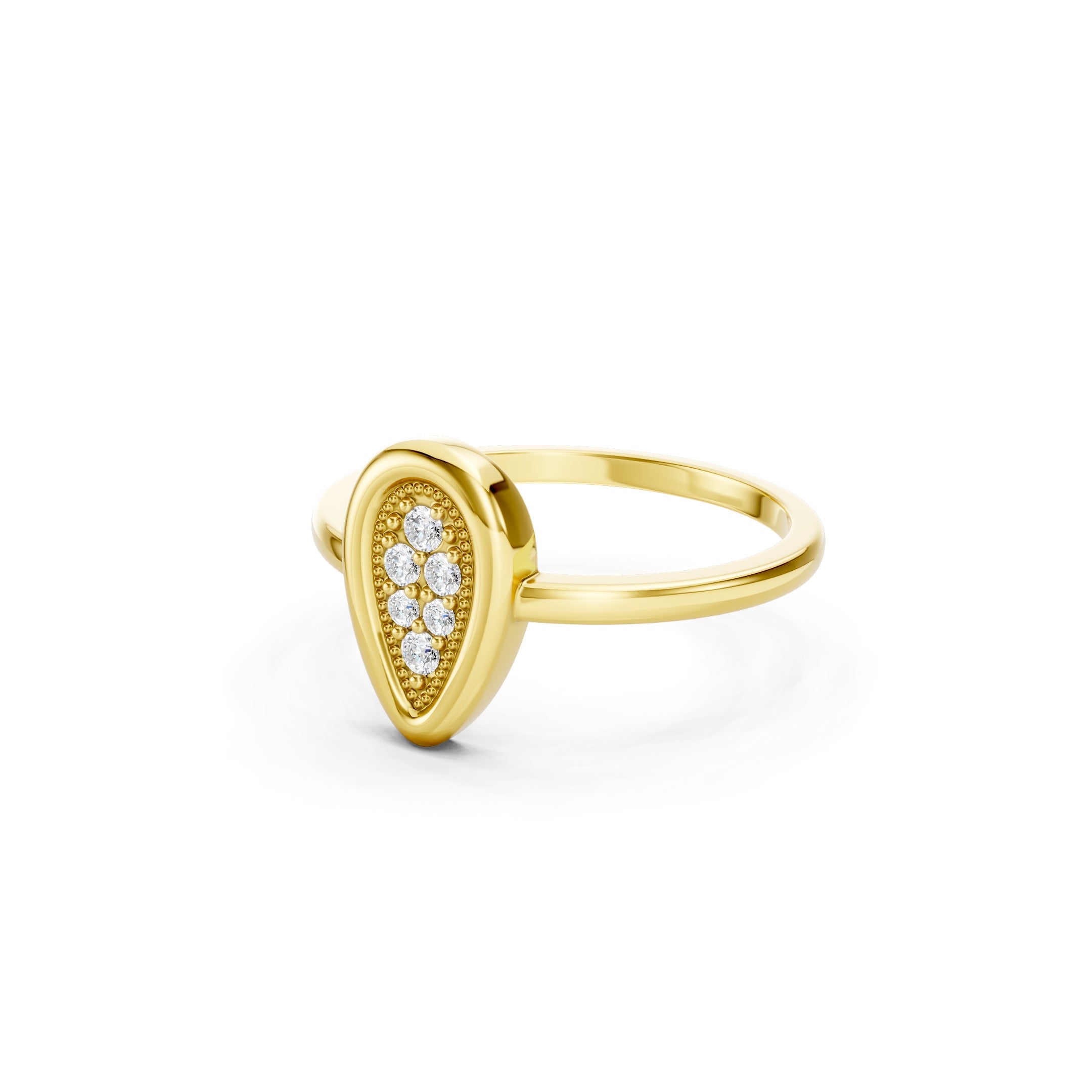 14K Oval Cluster Minimalist Diamond Ring, Dainty Vintage Inspired Gold Ring