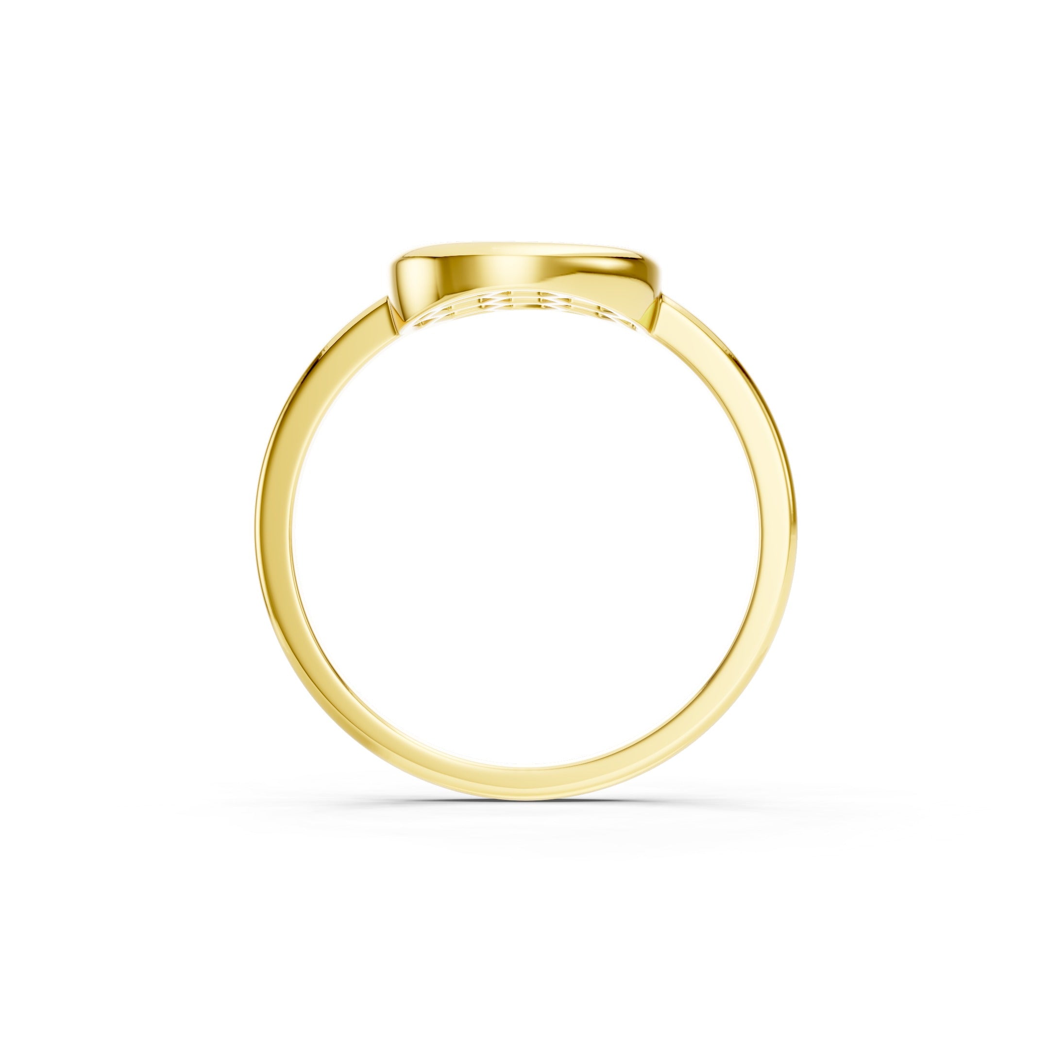 Yellow gold oval cluster diamond ring featuring five round-cut diamonds surrounded by a decorative beaded halo and a polished gold band.