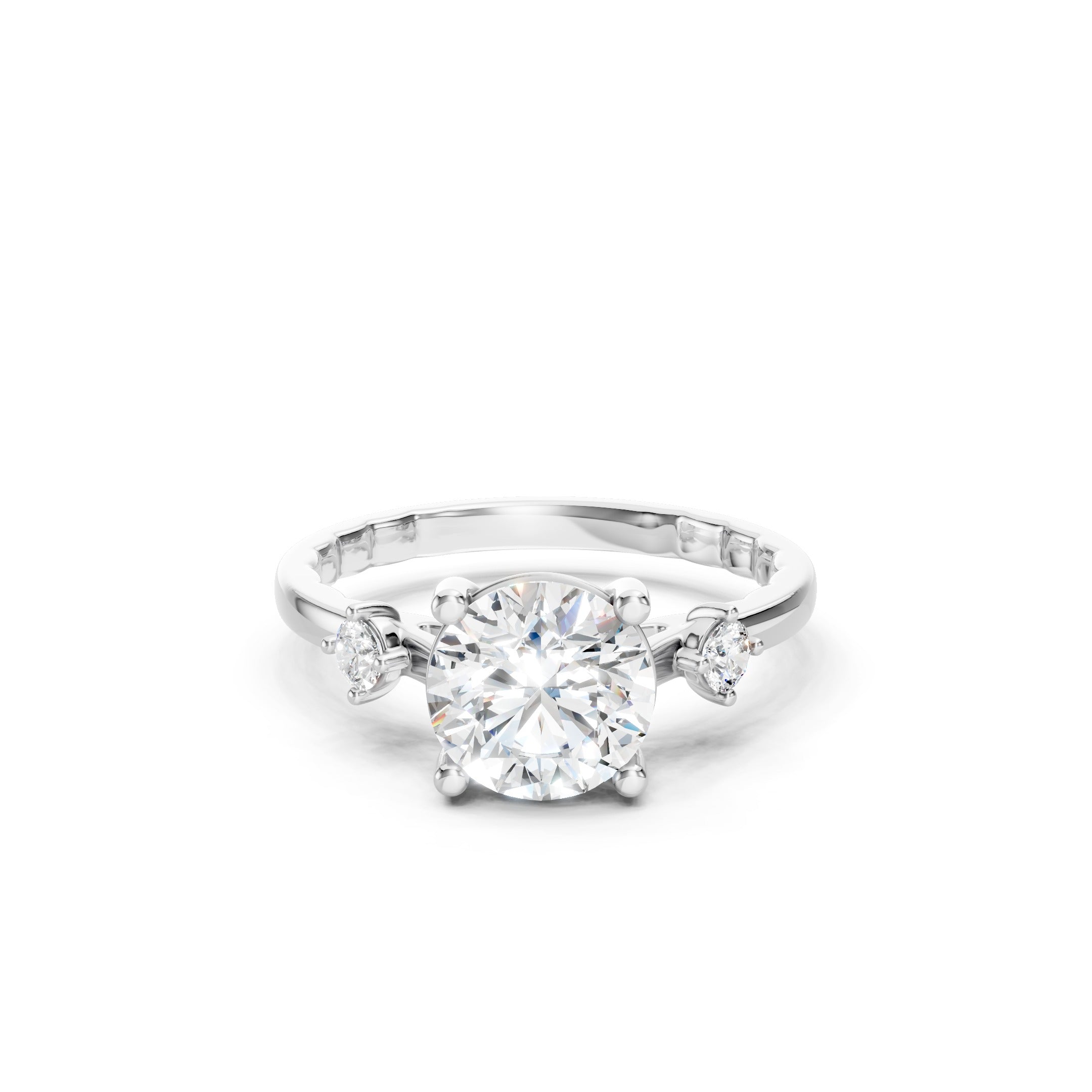 1.60 CT  Solitaire Engagement Ring in 10K 14K 18K Three Stone Bridal Ring