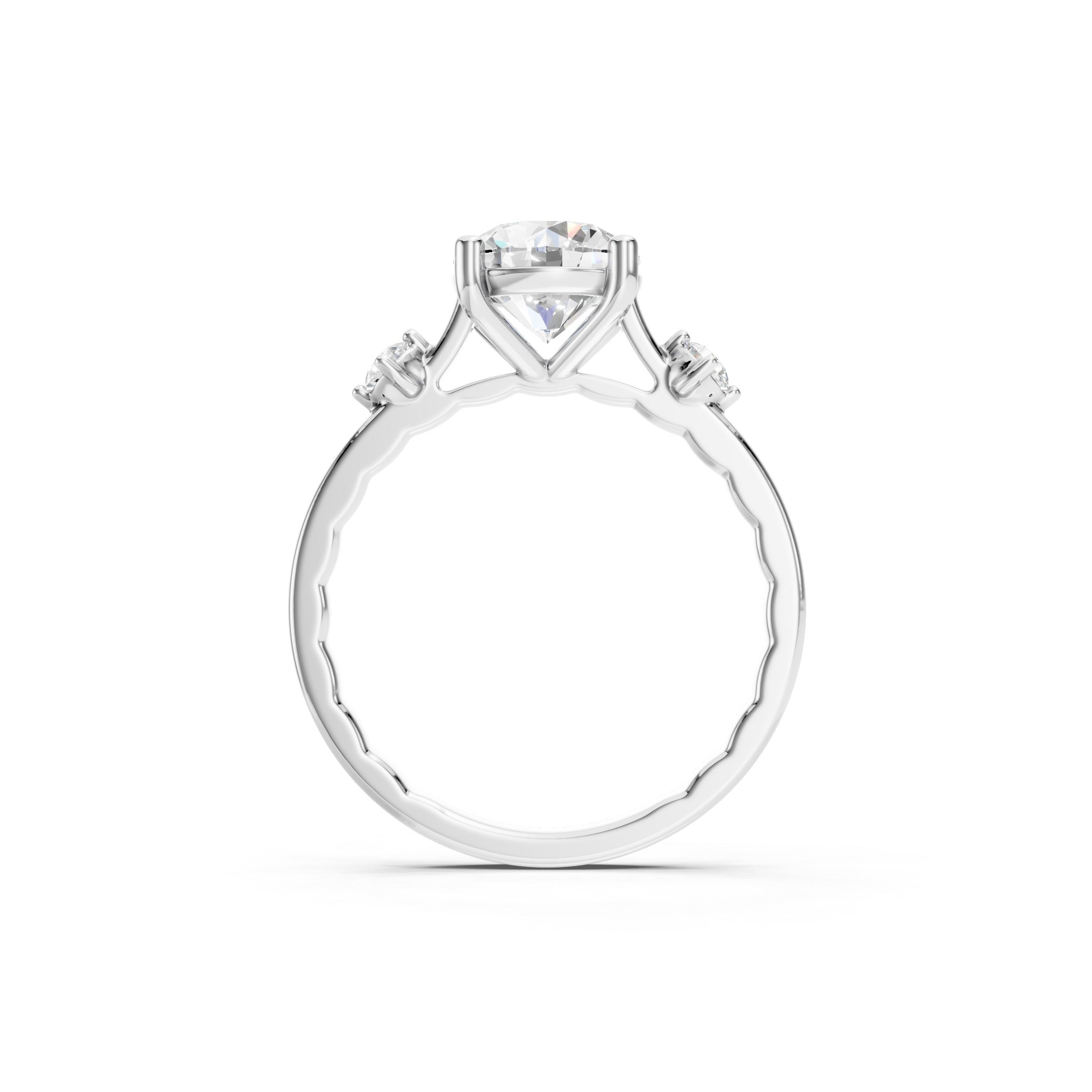 1.60 CT  Solitaire Engagement Ring in 10K 14K 18K Three Stone Bridal Ring
