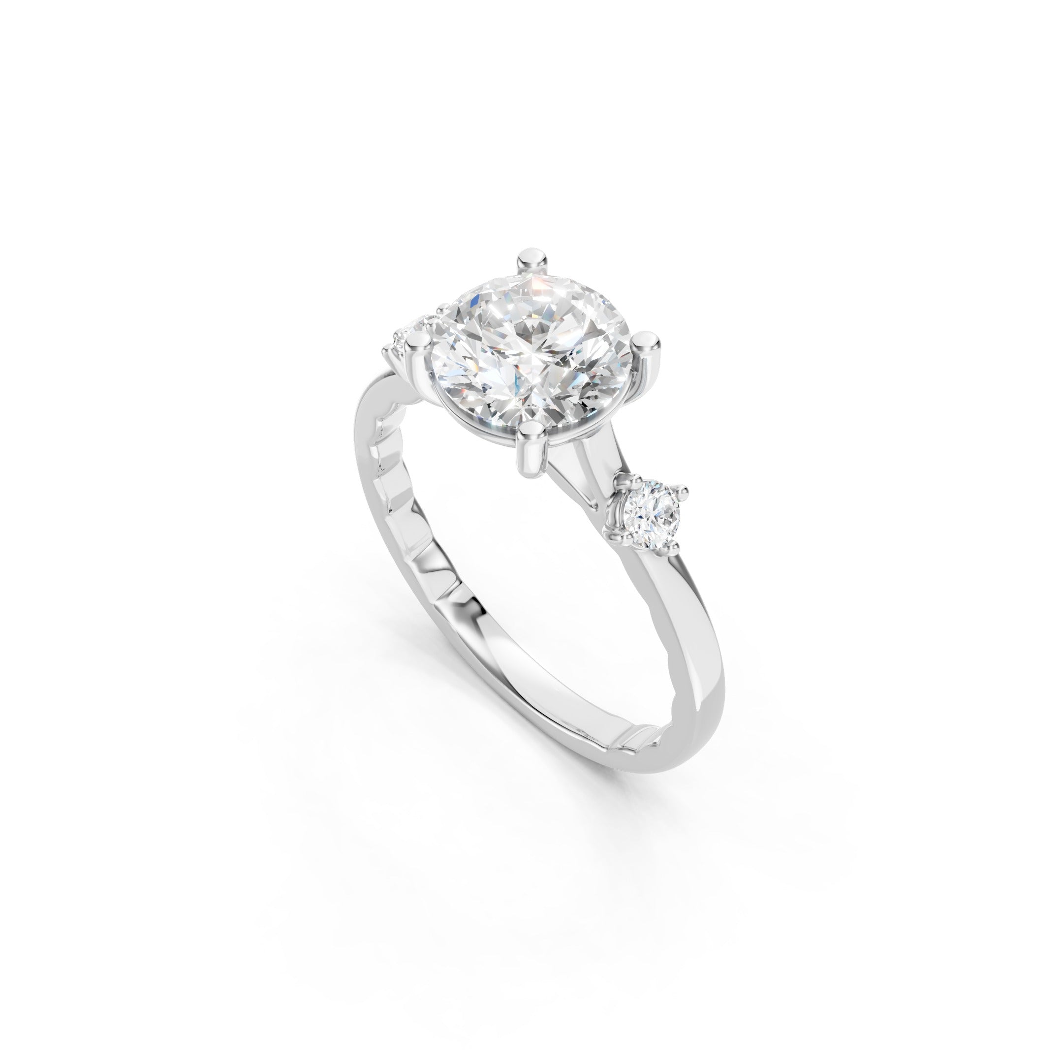 1.60 CT  Solitaire Engagement Ring in 10K 14K 18K Three Stone Bridal Ring