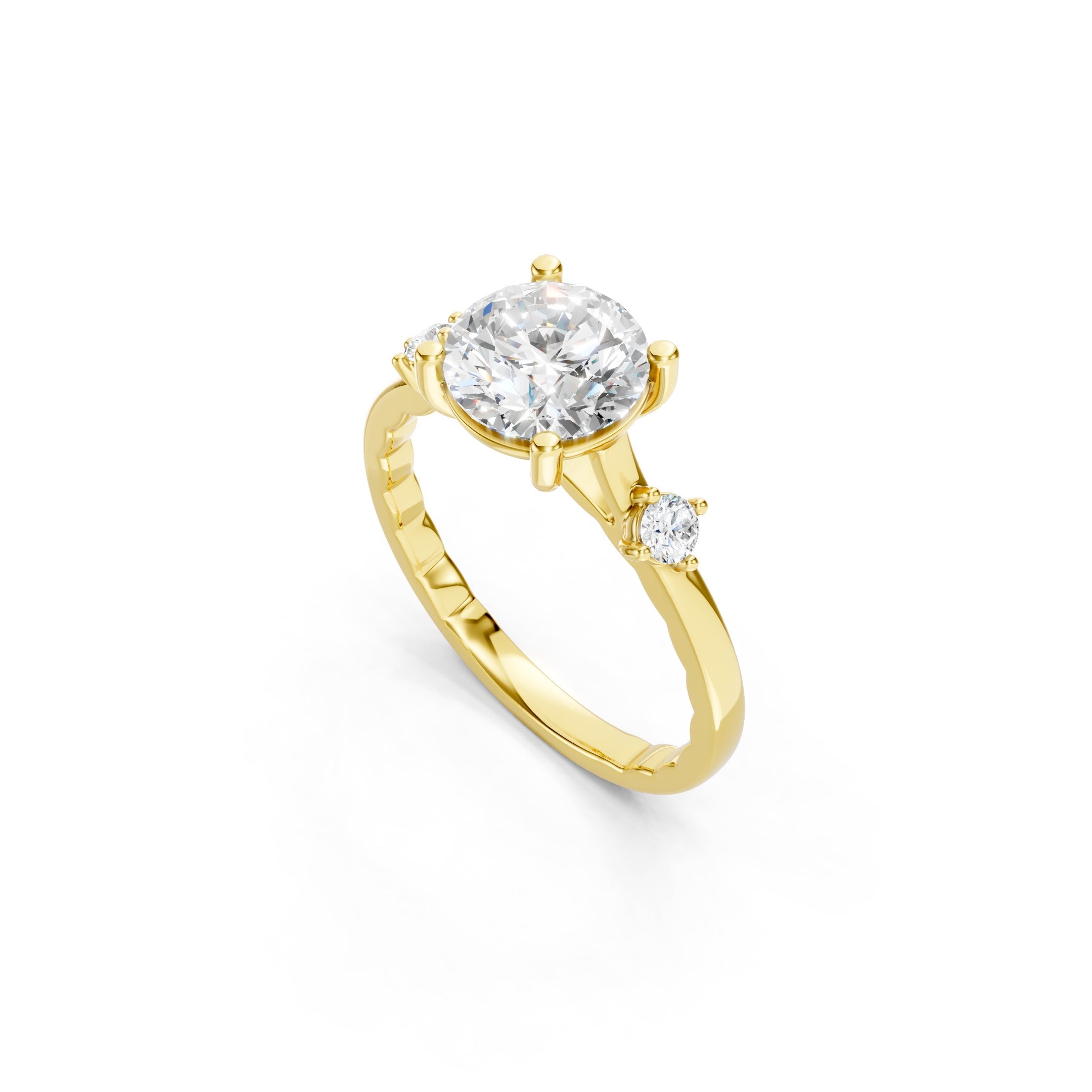 1.60 CT  Solitaire Engagement Ring in 10K 14K 18K Three Stone Bridal Ring