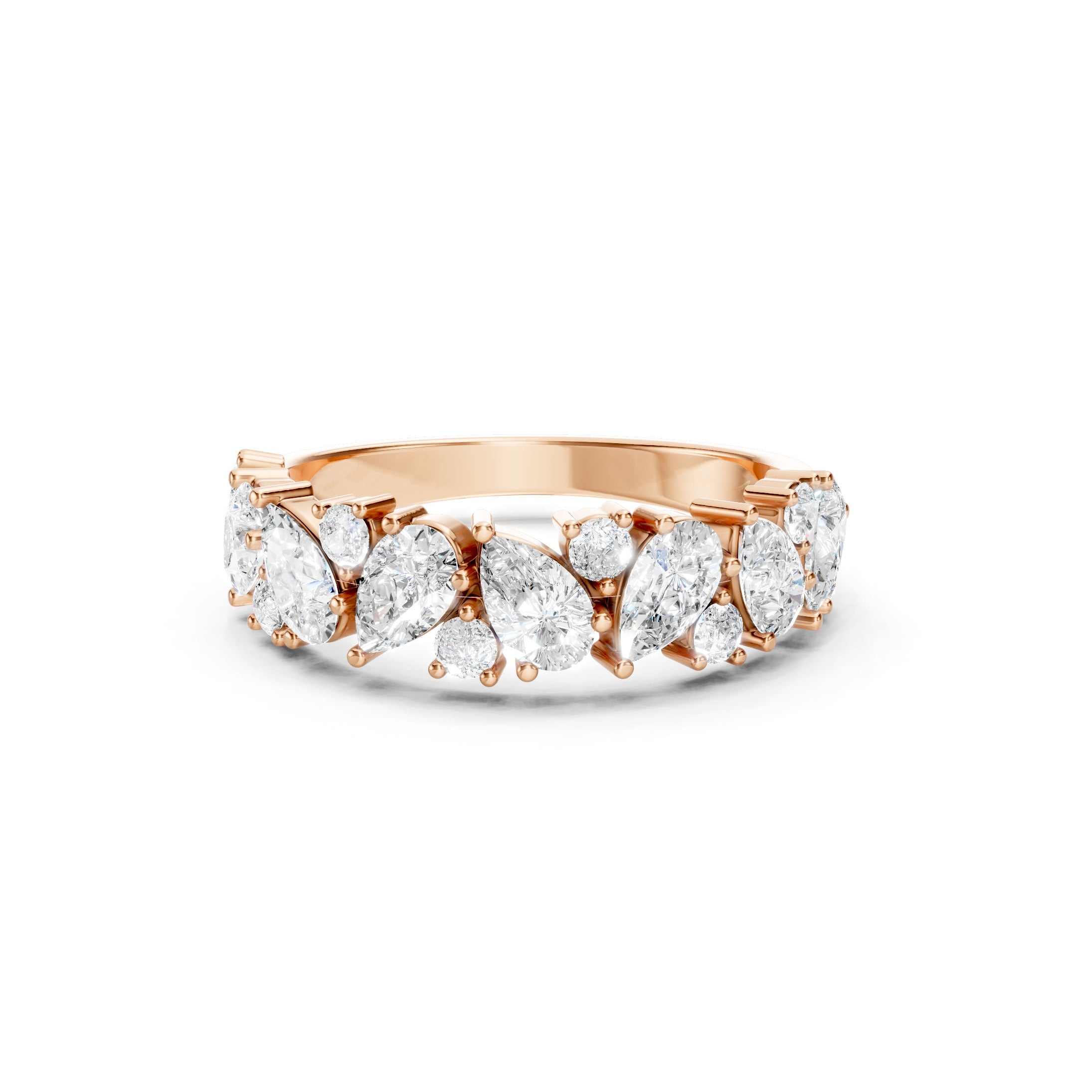 1.50 CT Pear Cut and Round Lab Grown Diamond Eternity Band in Solid Gold