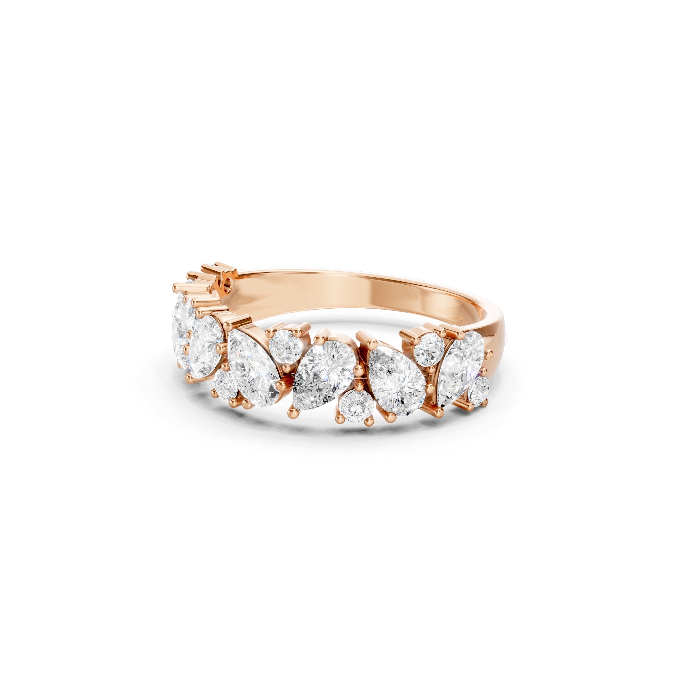 1.50 CT Pear Cut and Round Lab Grown Diamond Eternity Band in Solid Gold