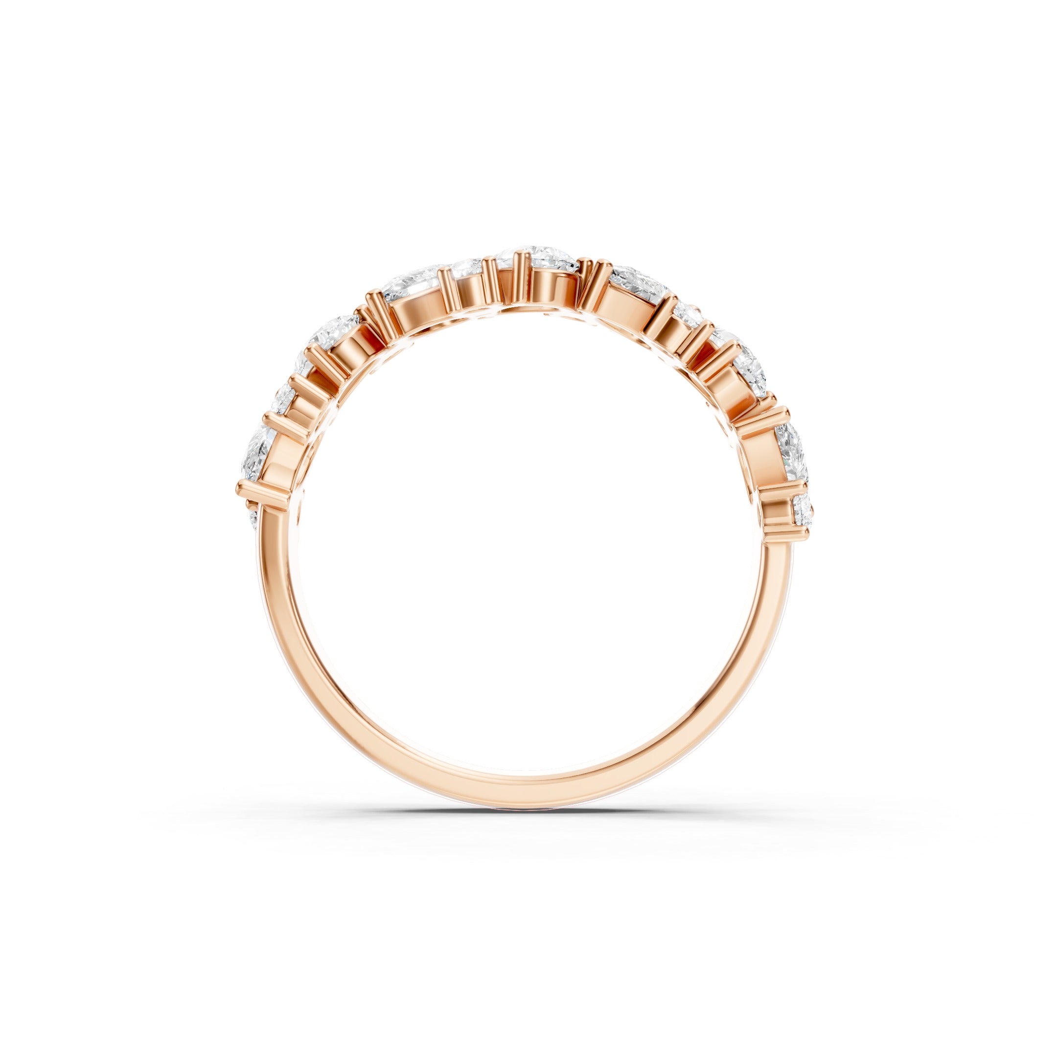 1.50 CT Pear Cut and Round Lab Grown Diamond Eternity Band in Solid Gold