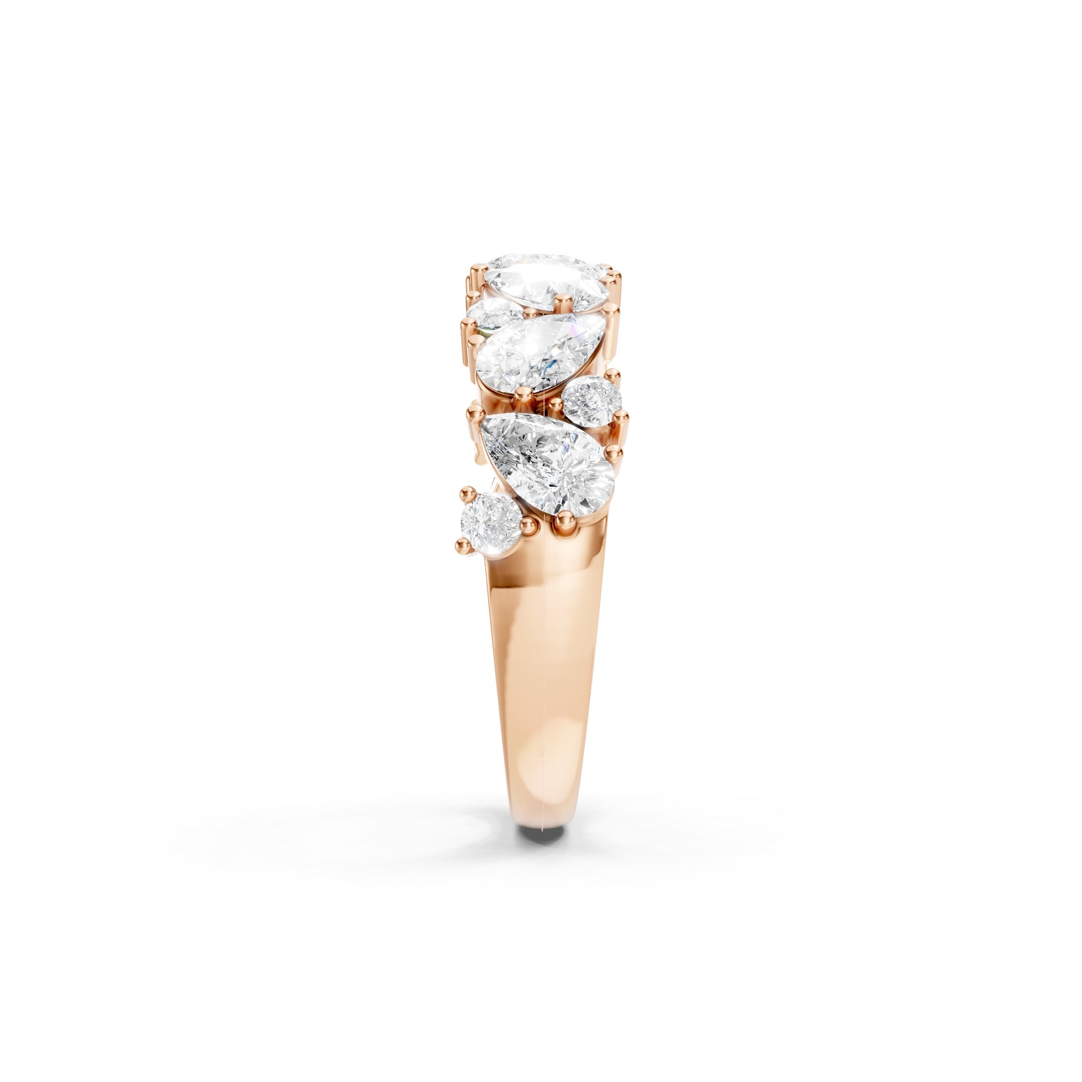 1.50 CT Pear Cut and Round Lab Grown Diamond Eternity Band in Solid Gold