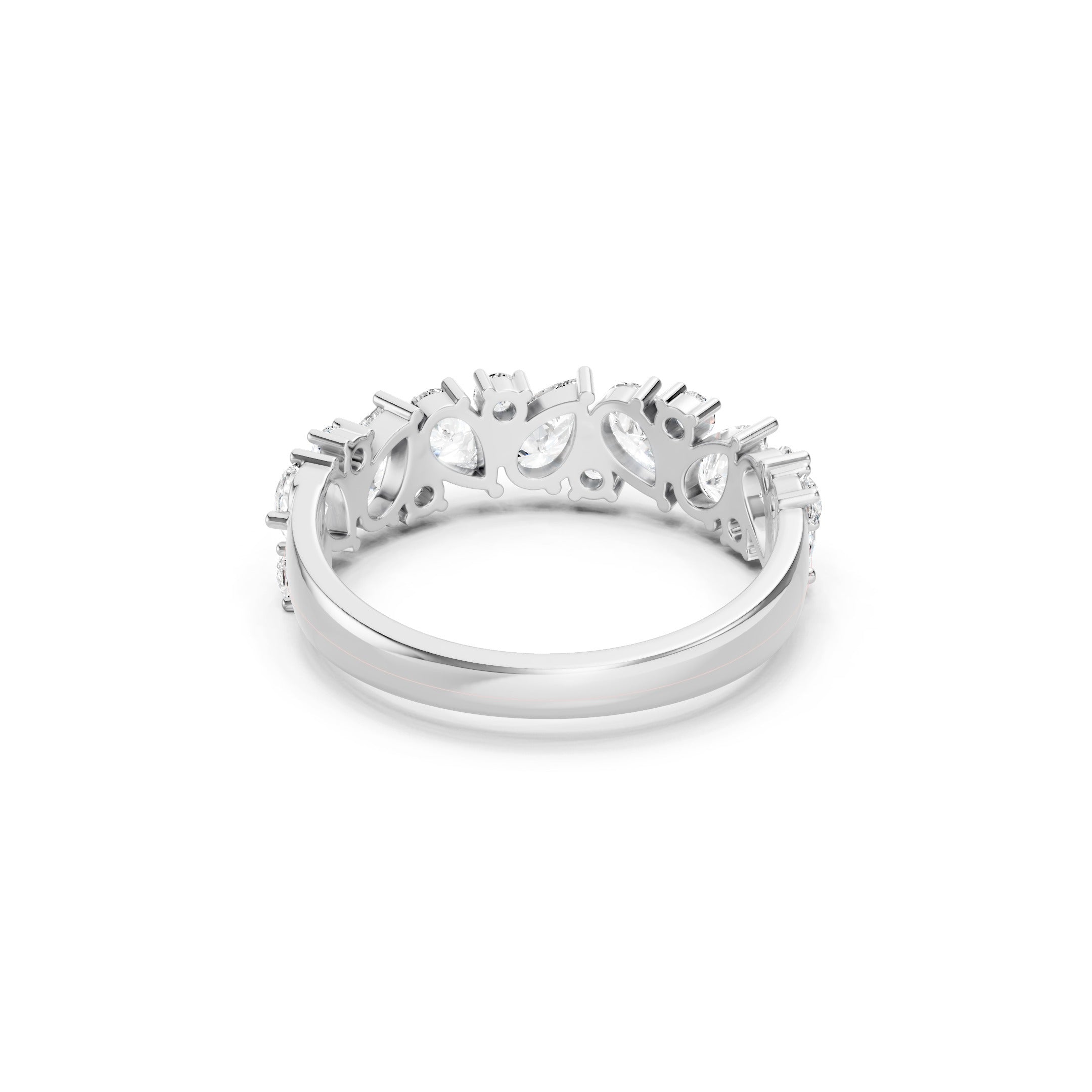 1.50 CT Pear Cut and Round Lab Grown Diamond Eternity Band in Solid Gold