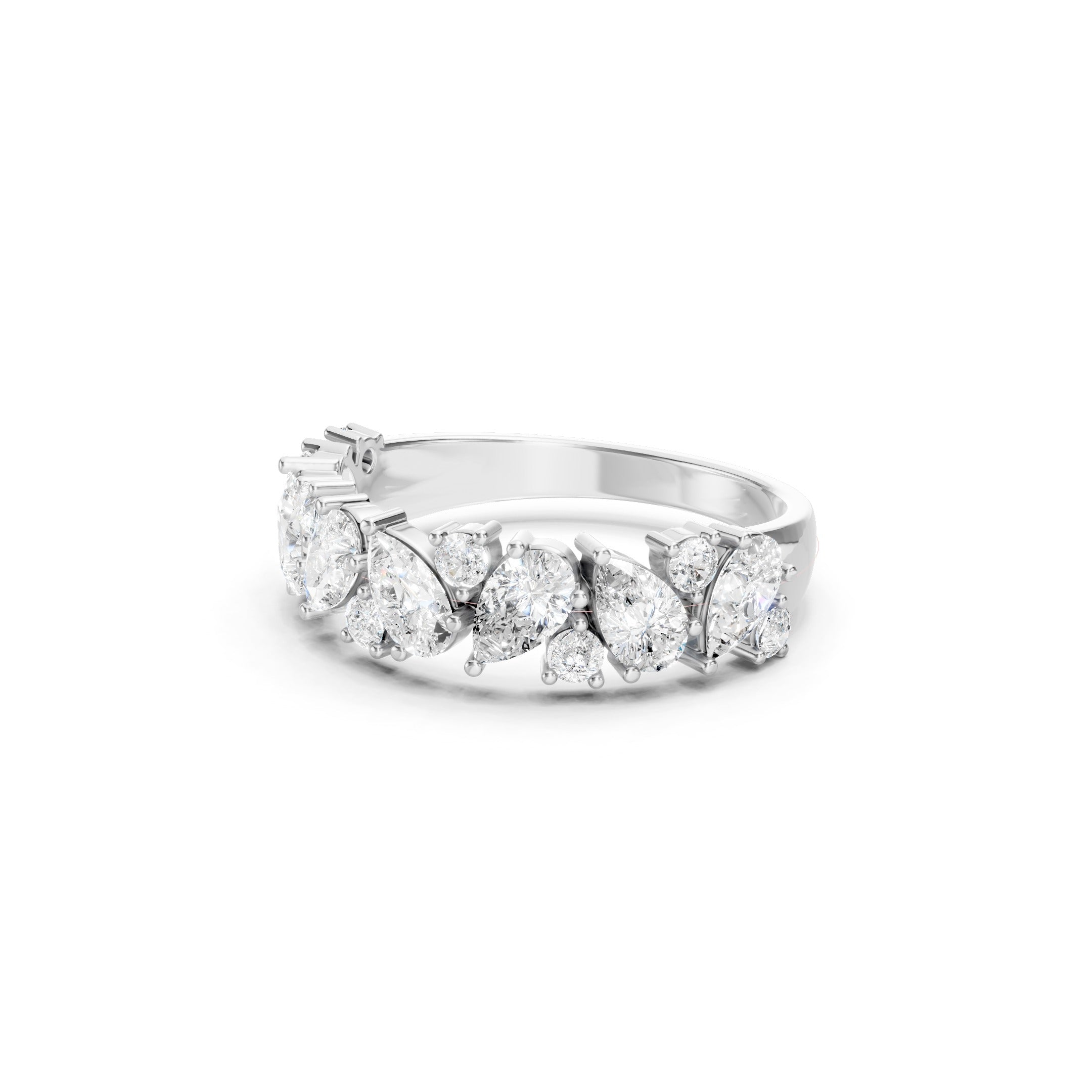1.50 CT Pear Cut and Round Lab Grown Diamond Eternity Band in Solid Gold