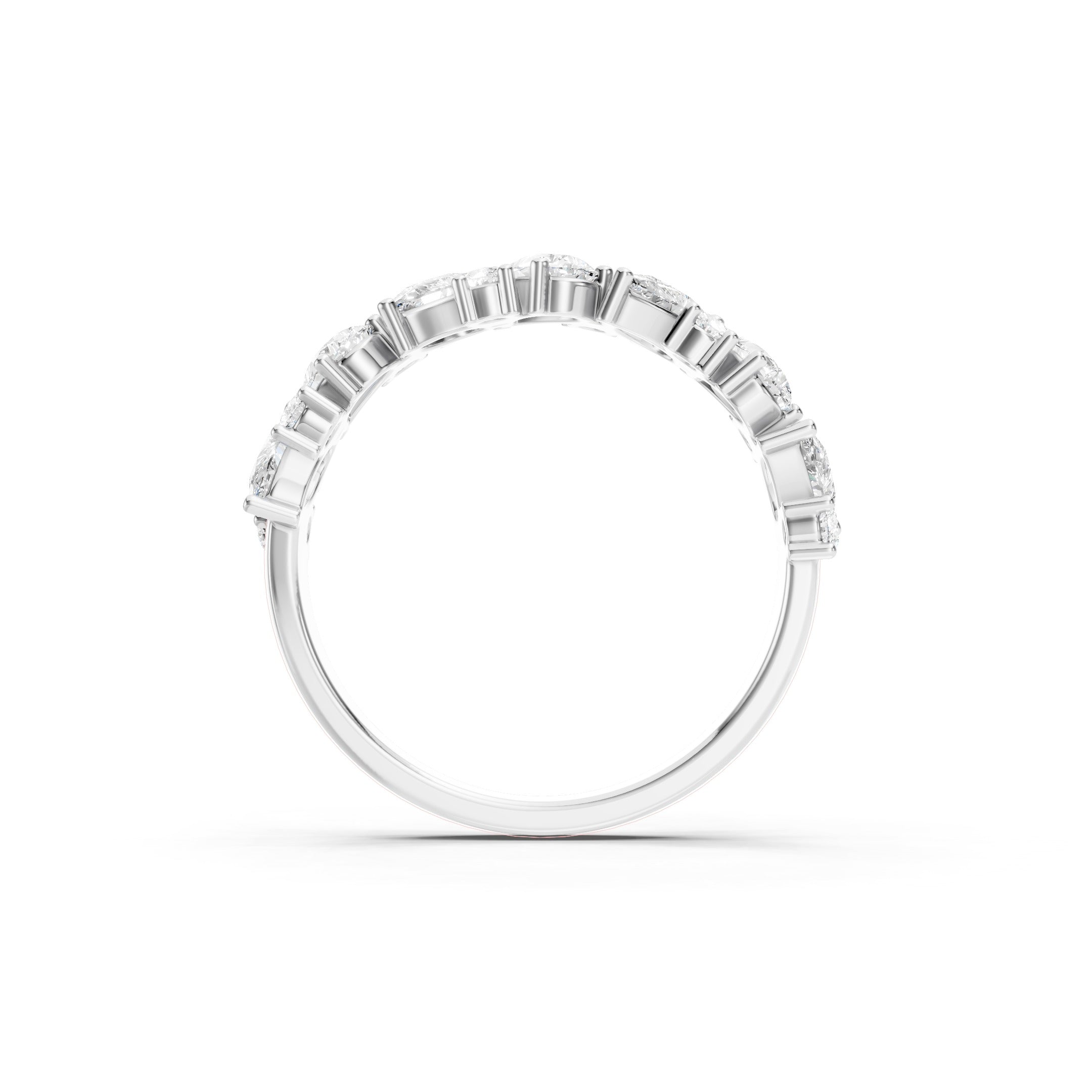 1.50 CT Pear Cut and Round Lab Grown Diamond Eternity Band in Solid Gold