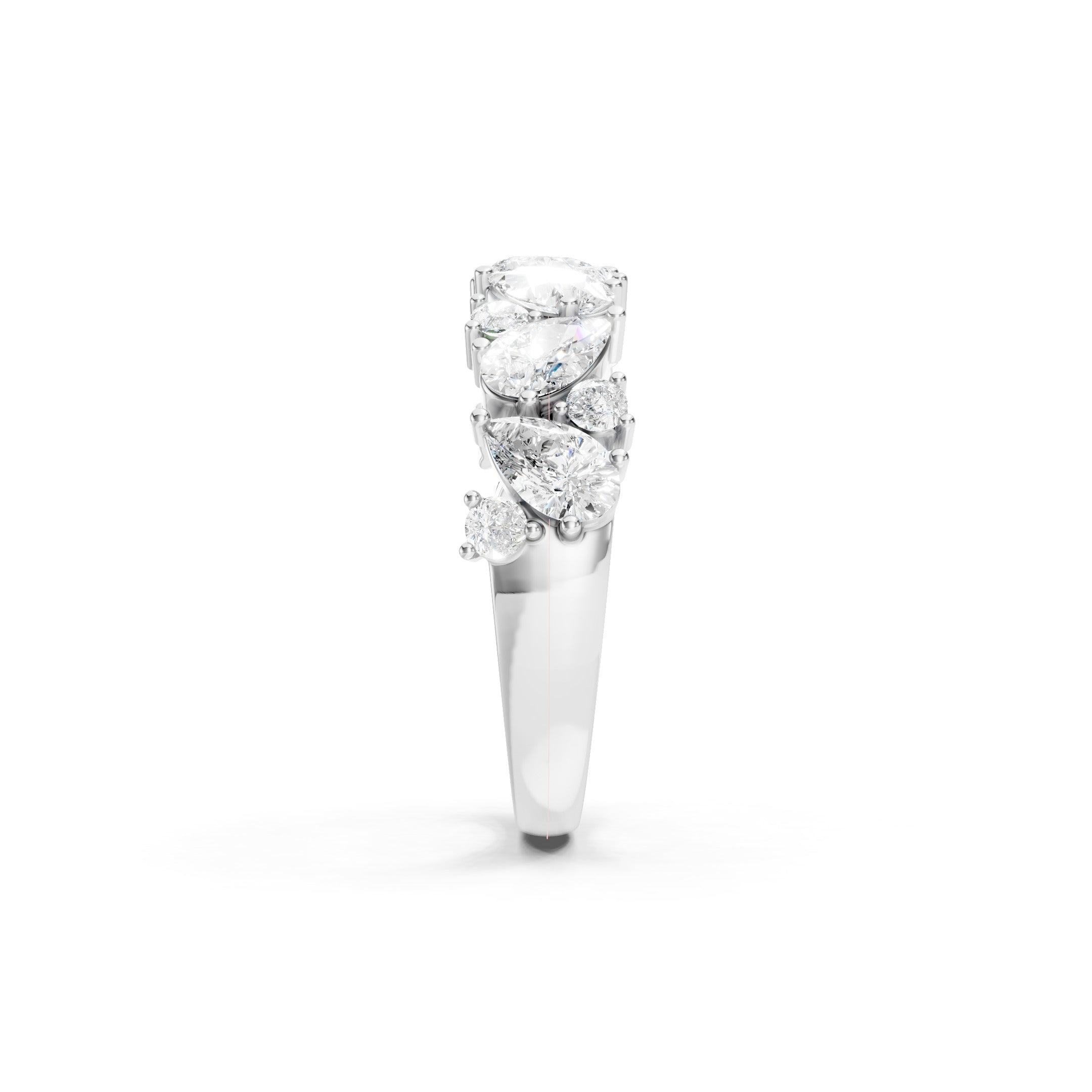 1.50 CT Pear Cut and Round Lab Grown Diamond Eternity Band in Solid Gold