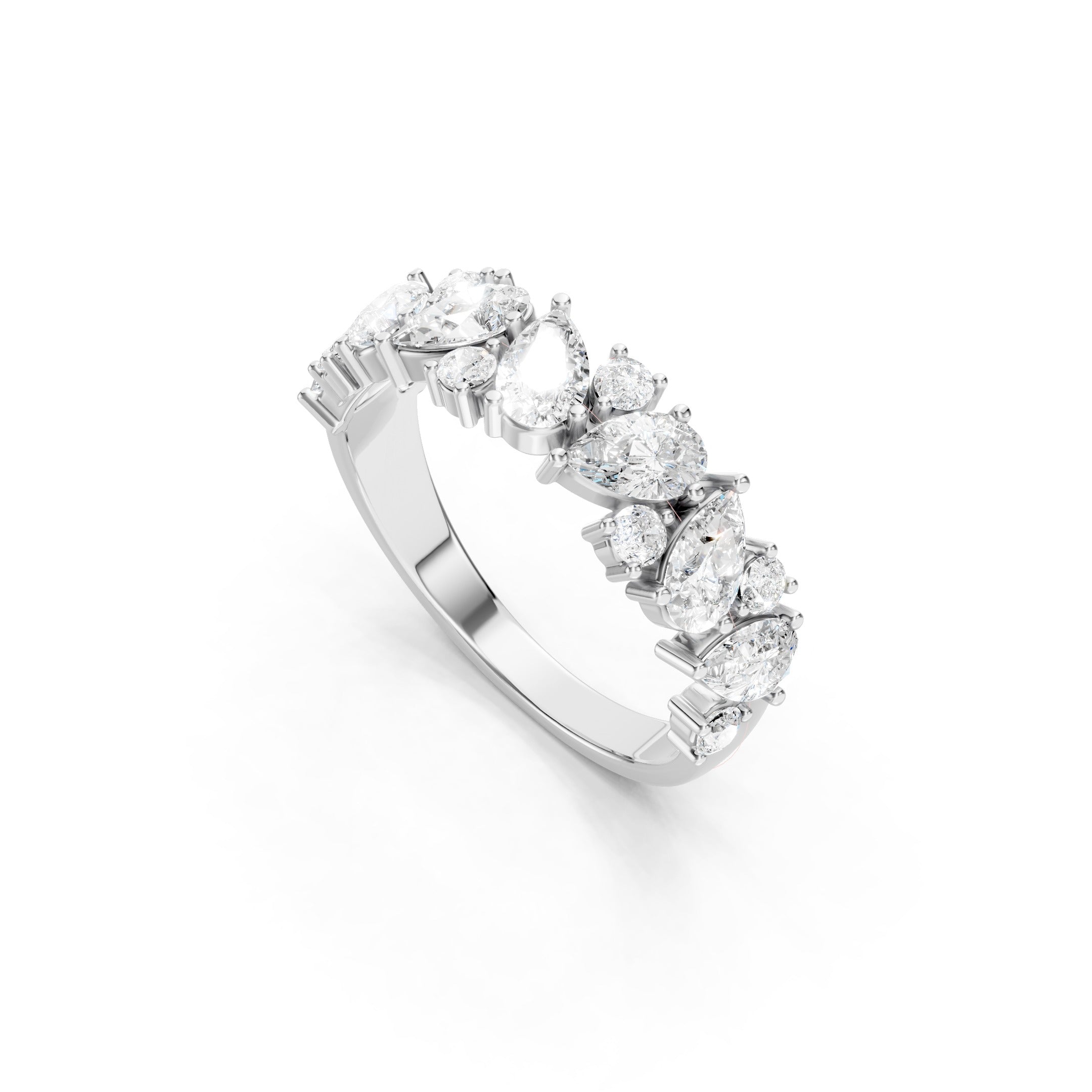 1.50 CT Pear Cut and Round Lab Grown Diamond Eternity Band in Solid Gold