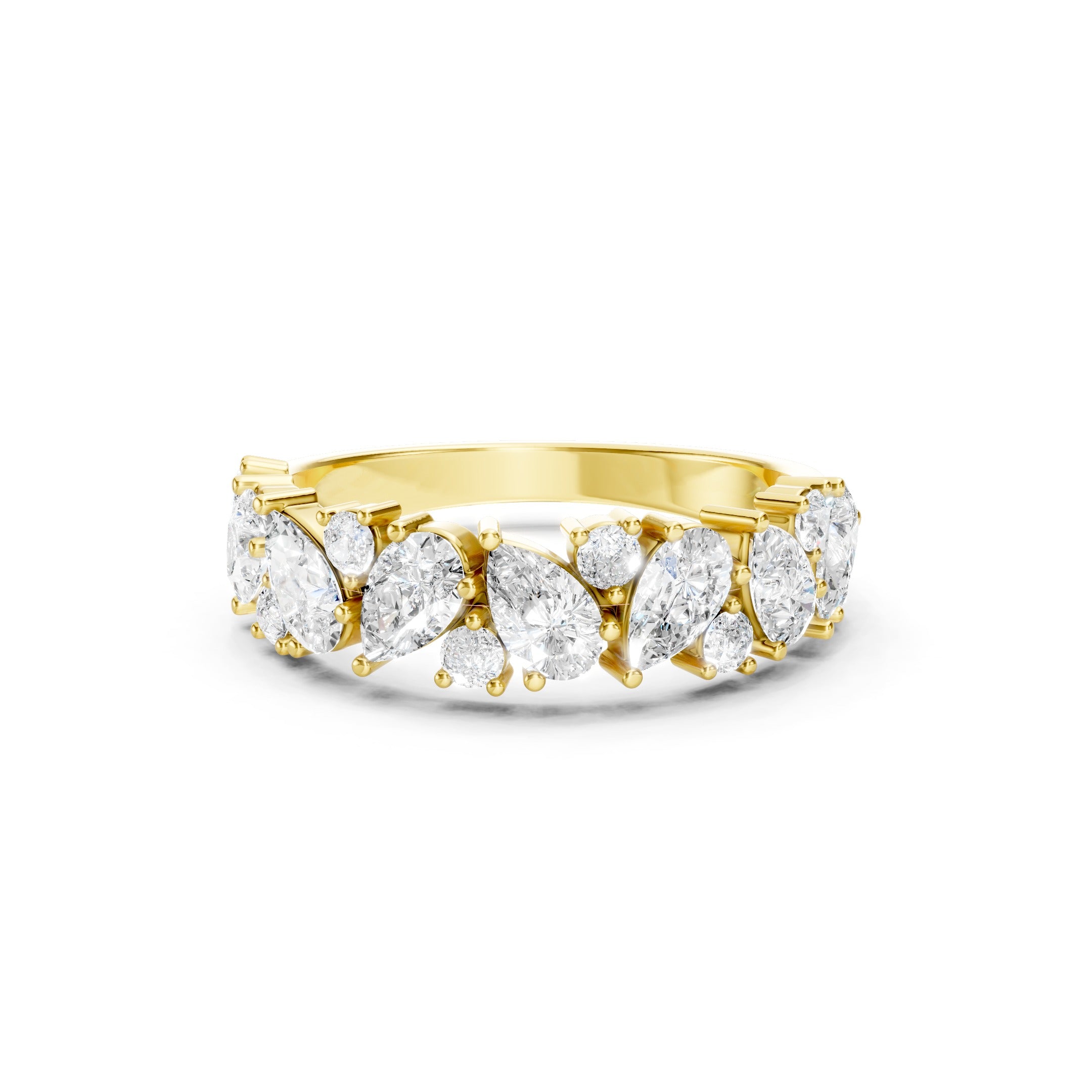 2.00 CT Pear Cut Lab Grown Diamond Eternity Band in Solid Gold Multi Stone Wedding Ring