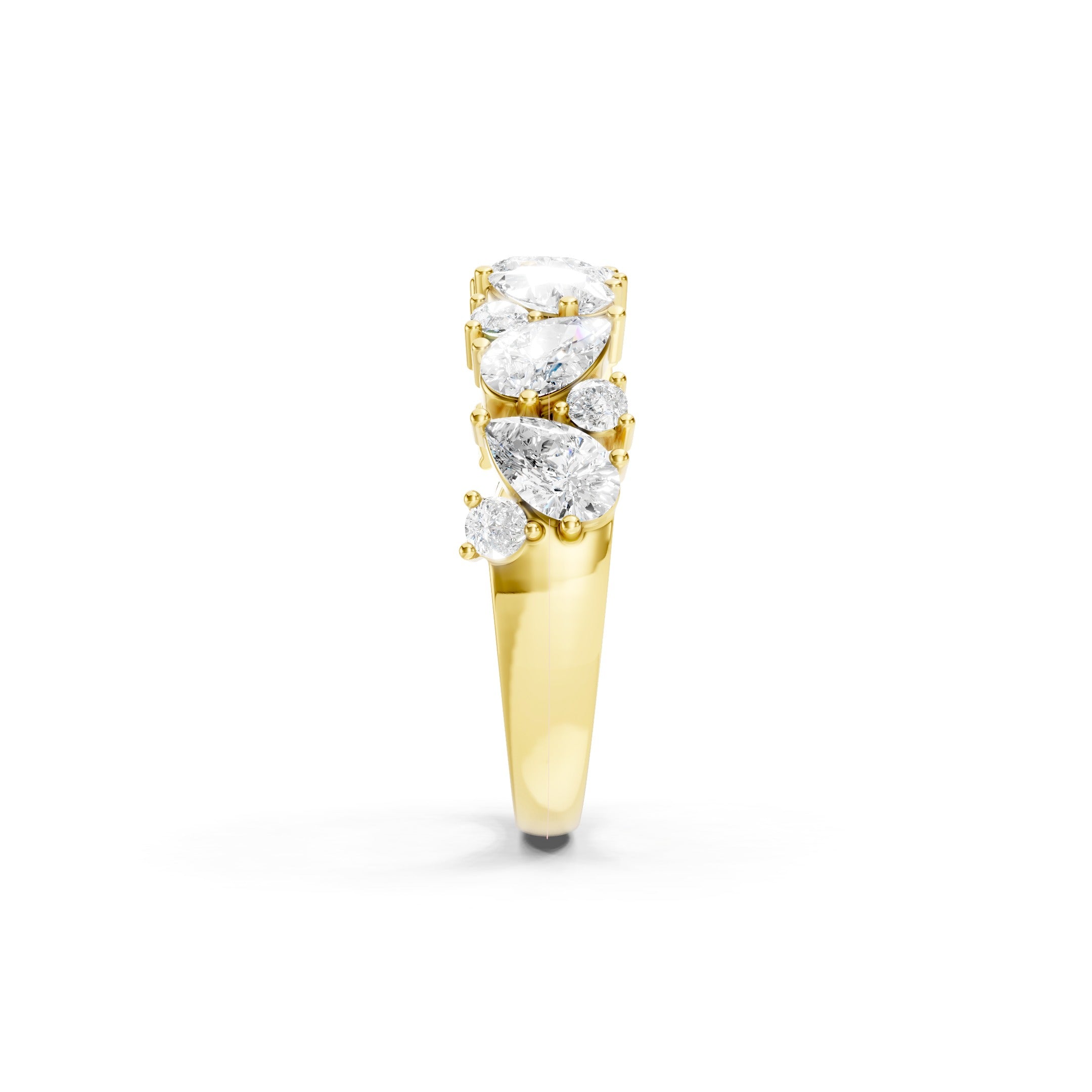 1.50 CT Pear Cut and Round Lab Grown Diamond Eternity Band in Solid Gold