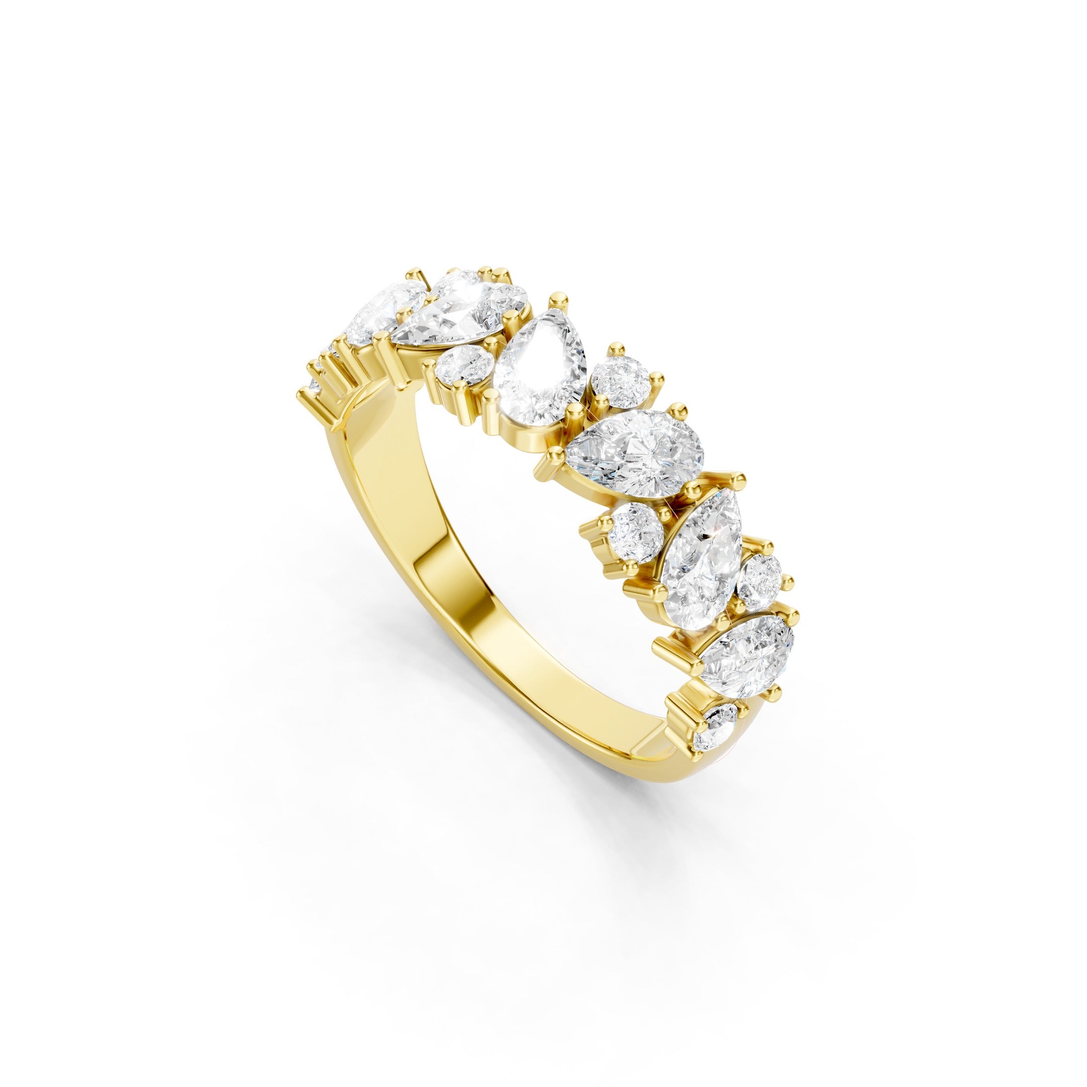 1.50 CT Pear Cut and Round Lab Grown Diamond Eternity Band in Solid Gold