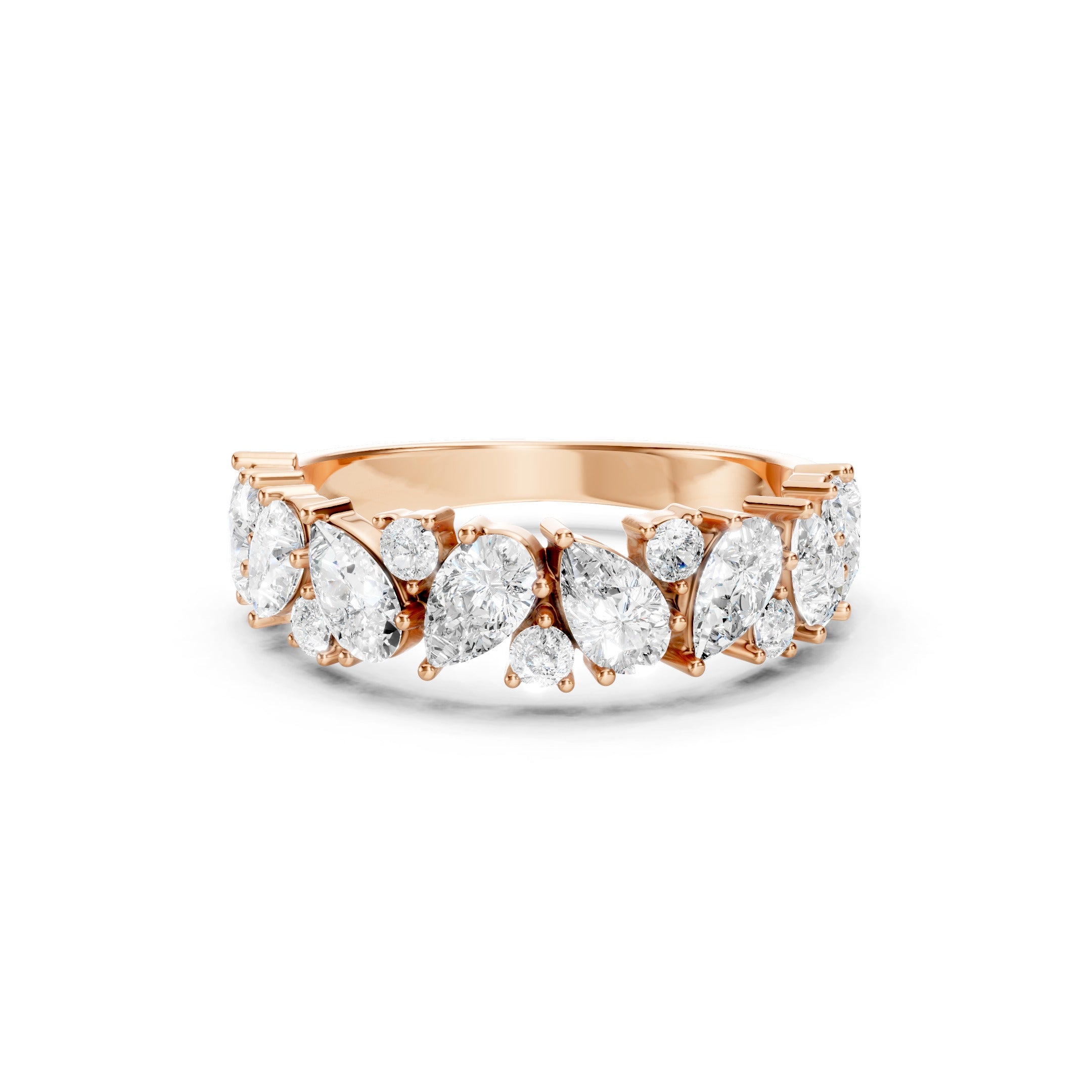 2.00 CT Pear Cut Lab Grown Diamond Eternity Band in Solid Gold Multi Stone Wedding Ring
