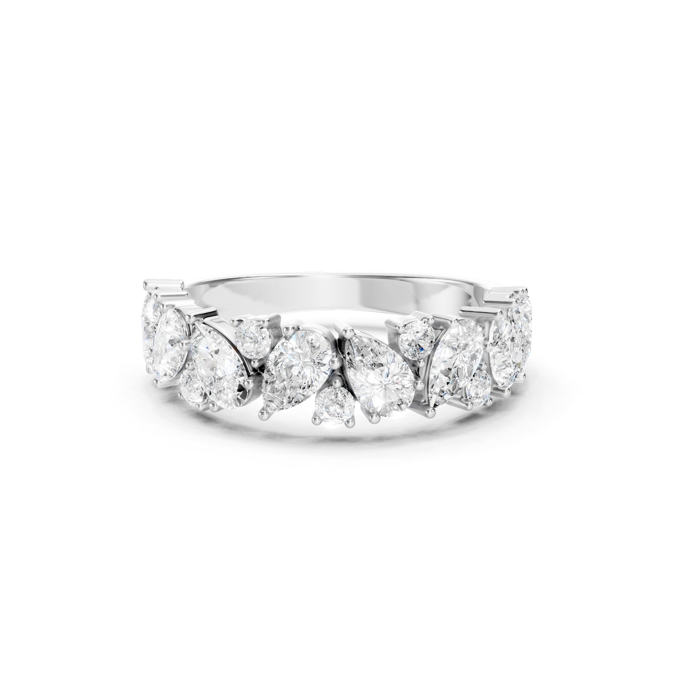 2.00 CT Pear Cut Lab Grown Diamond Eternity Band in Solid Gold Multi Stone Wedding Ring