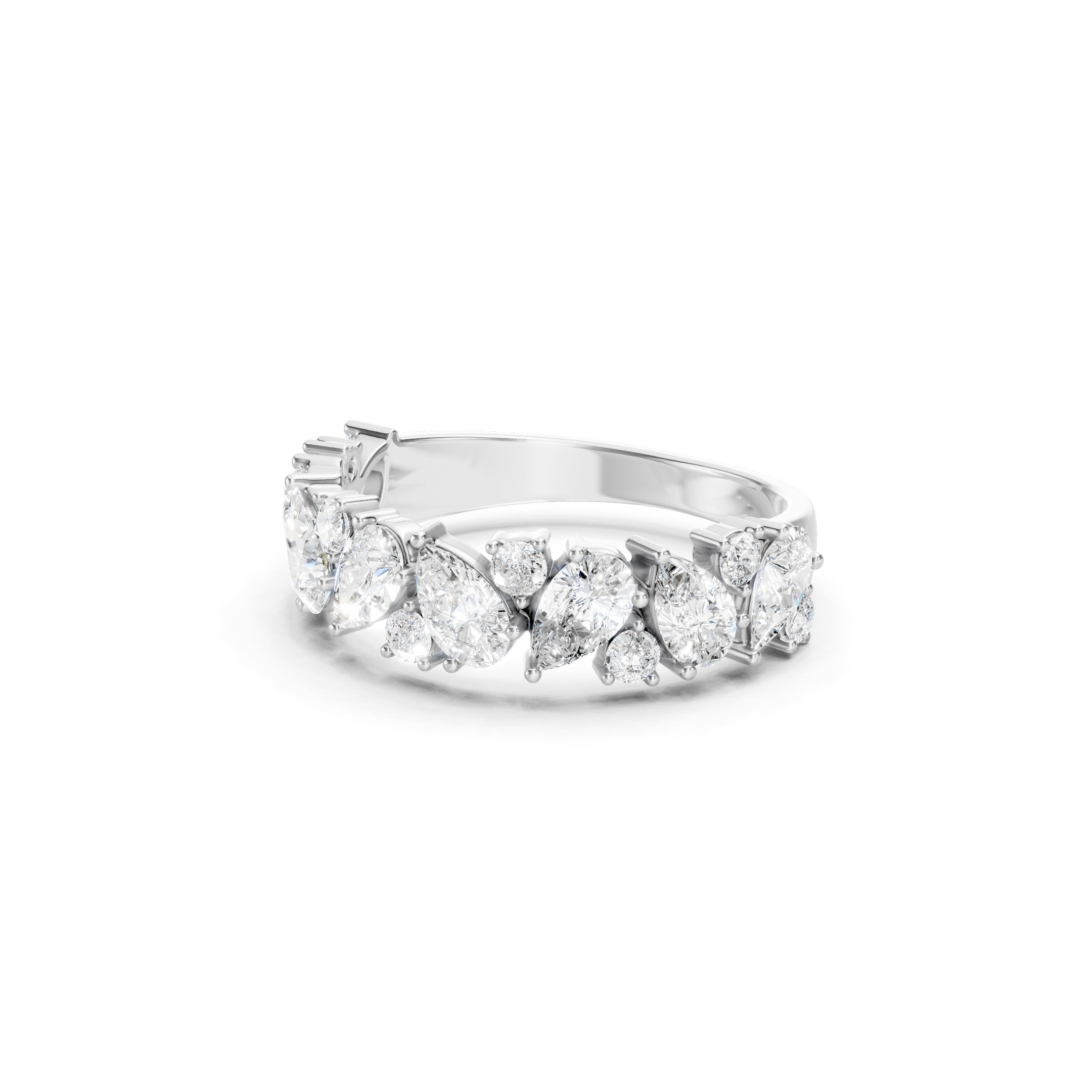 2.00 CT Pear Cut Lab Grown Diamond Eternity Band in Solid Gold Multi Stone Wedding Ring