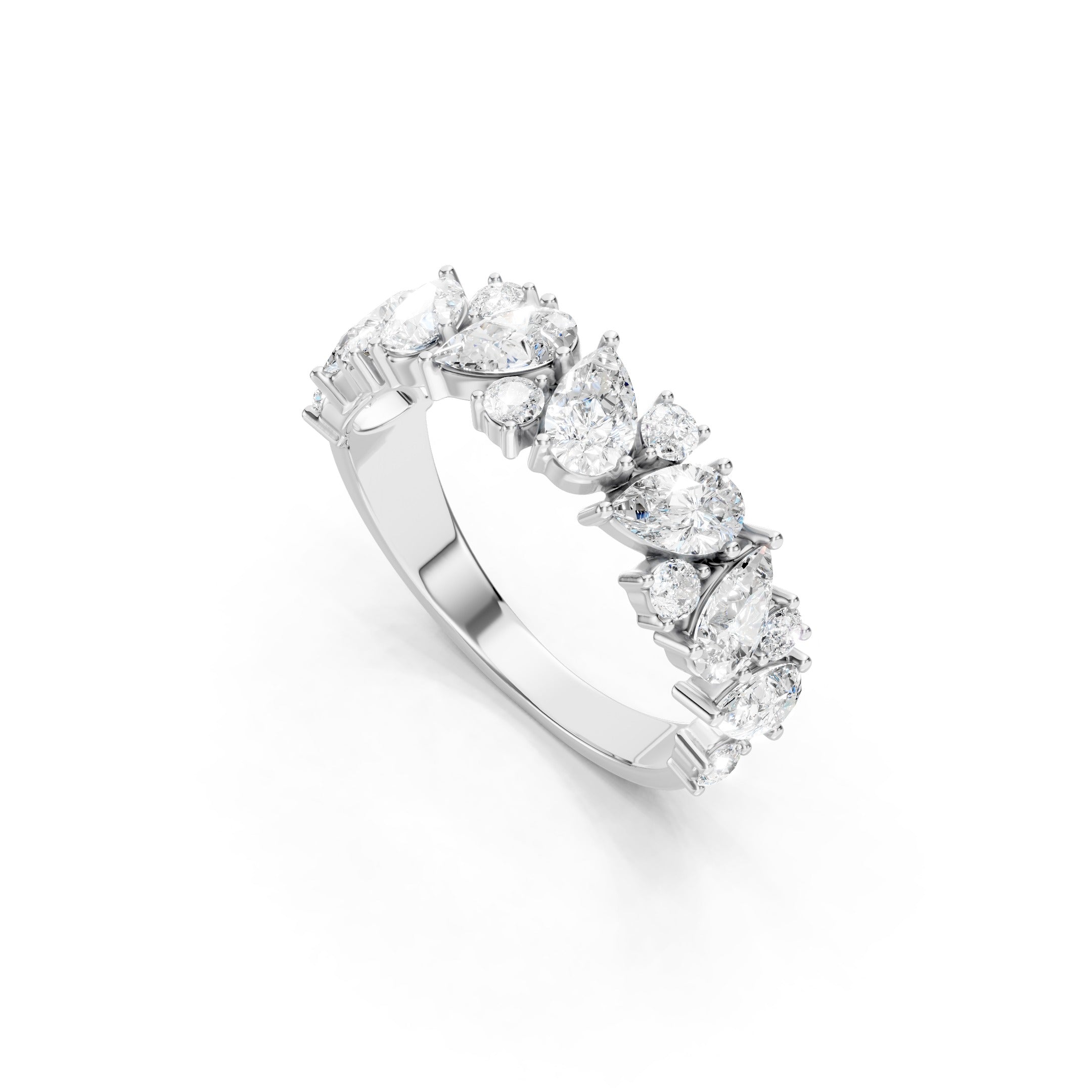 2.00 CT Pear Cut Lab Grown Diamond Eternity Band in Solid Gold Multi Stone Wedding Ring