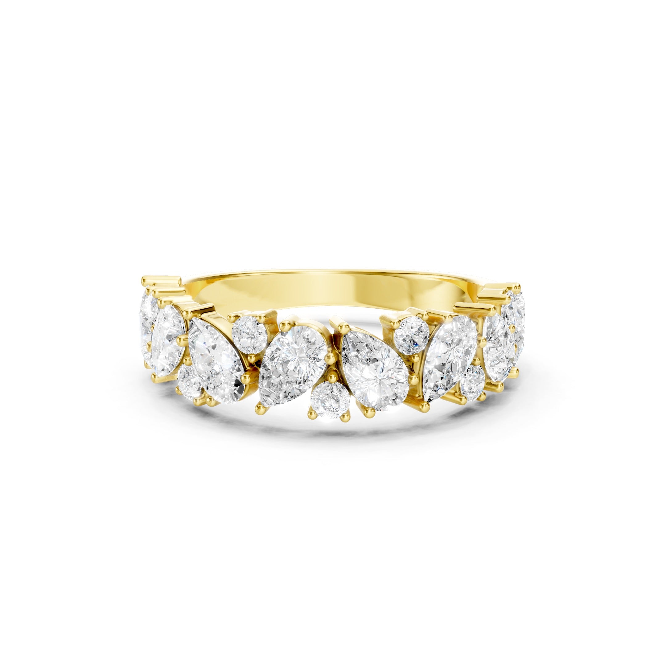 2.00 CT Pear Cut Lab Grown Diamond Eternity Band in Solid Gold Multi Stone Wedding Ring