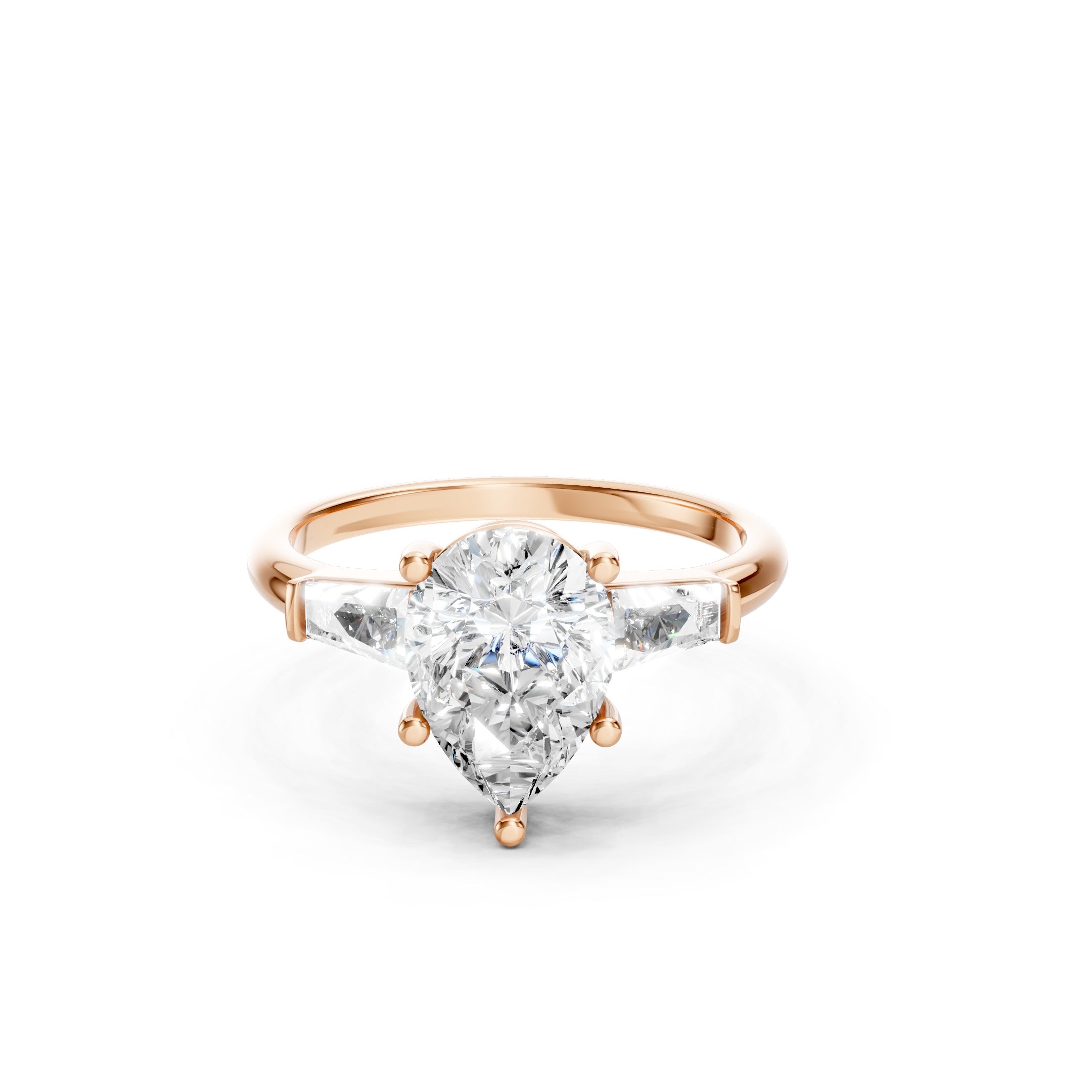 2.50 Ct Pear Cut Lab Grown Diamond Engagement Ring in Solid Gold