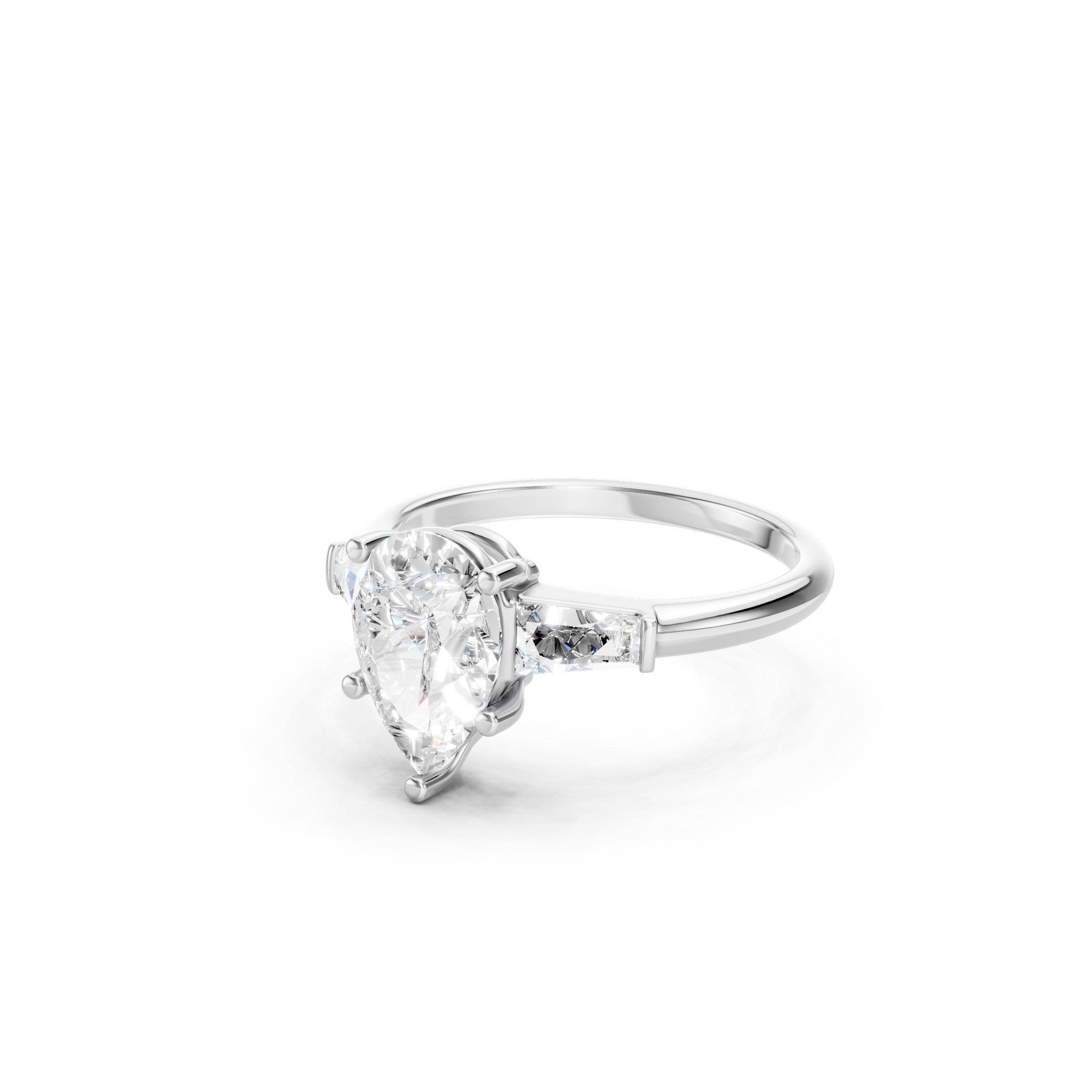 2.50 Ct Pear Cut Lab Grown Diamond Engagement Ring in Solid Gold