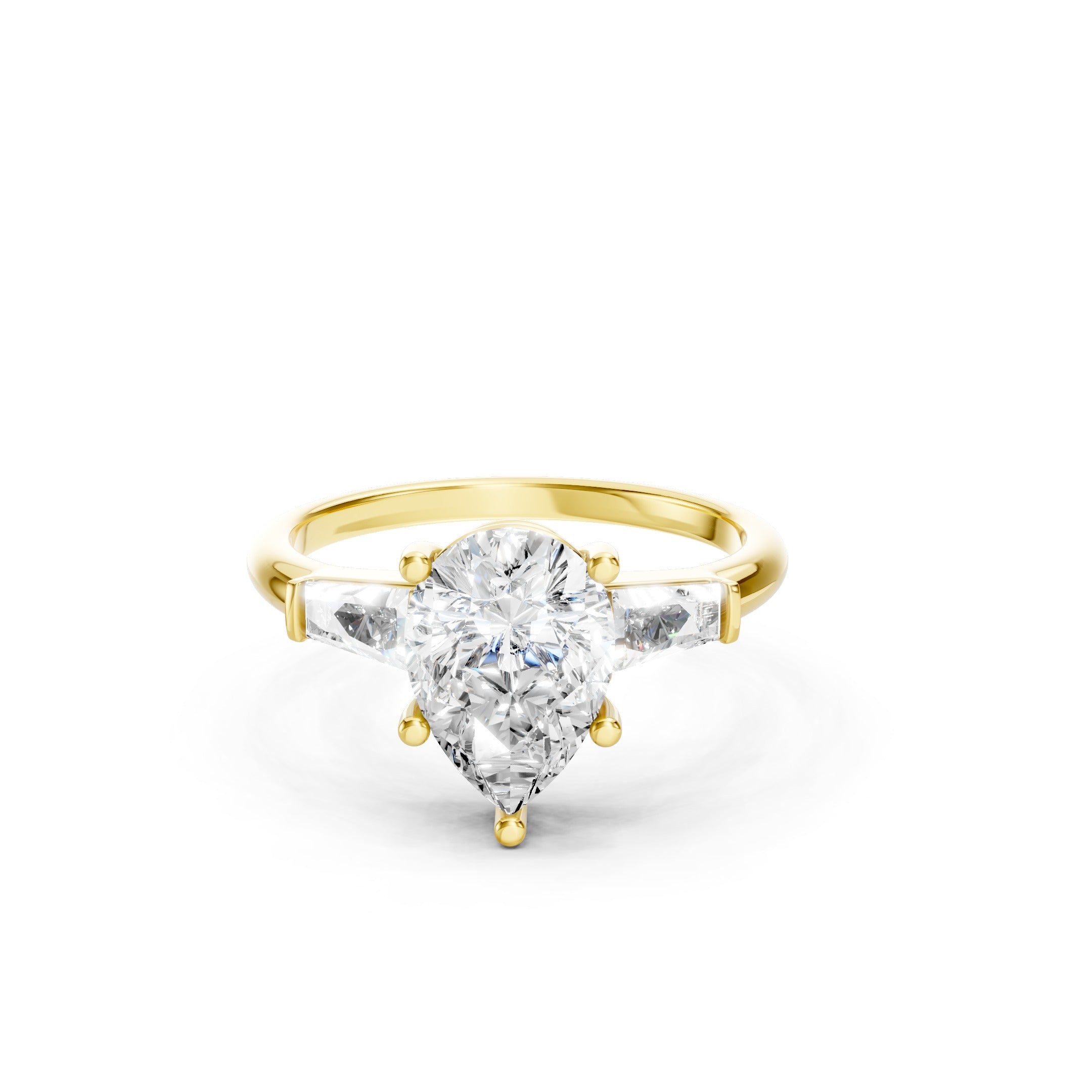 2.50 Ct Pear Cut Lab Grown Diamond Engagement Ring in Solid Gold