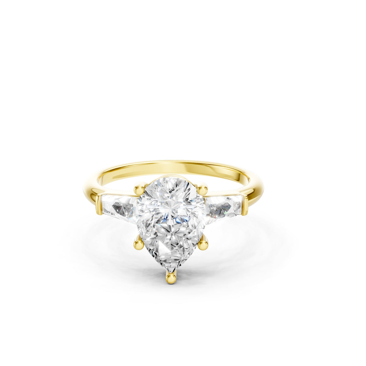 2.50 Ct Pear Cut Lab Grown Diamond Engagement Ring in Solid Gold