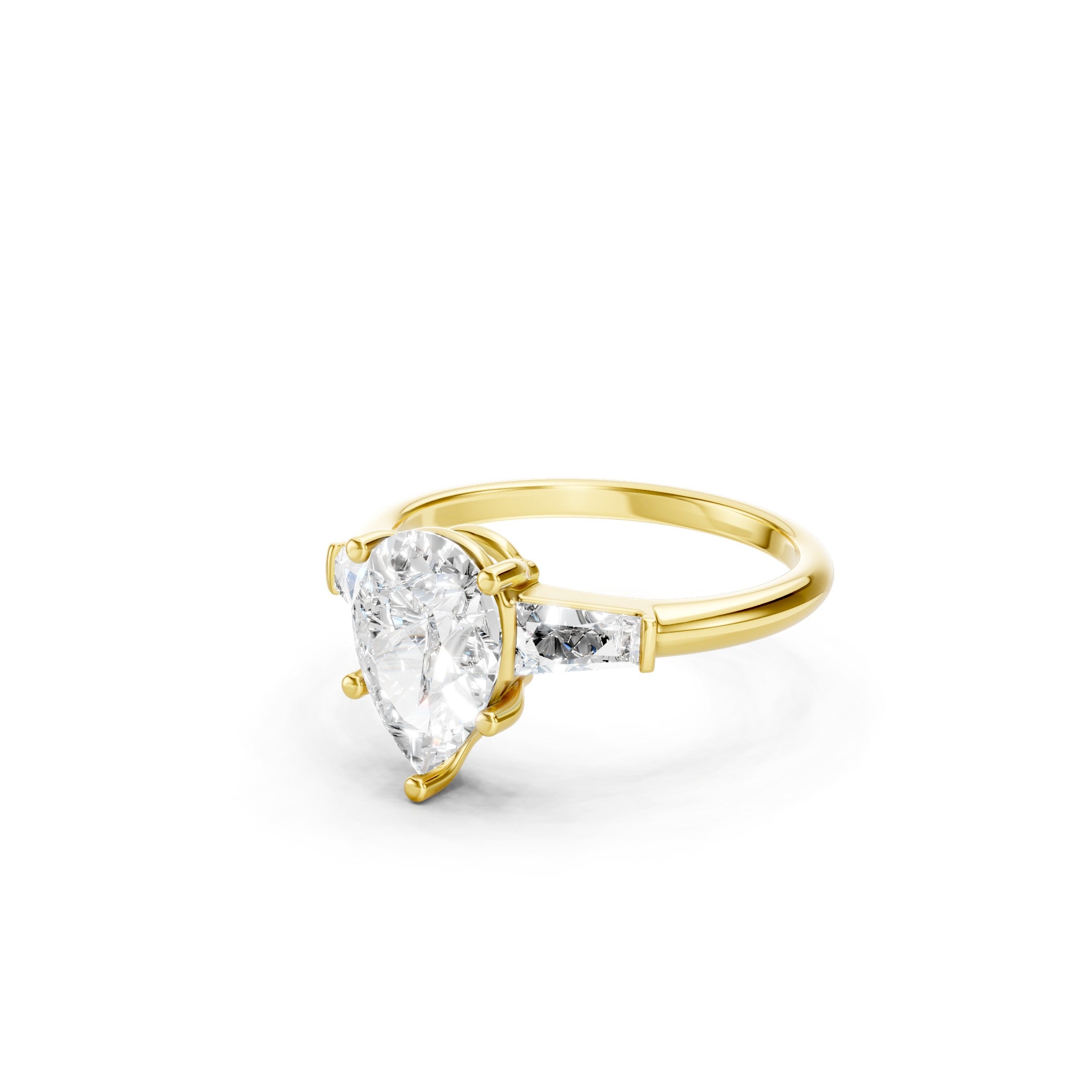 2.50 Ct Pear Cut Lab Grown Diamond Engagement Ring in Solid Gold