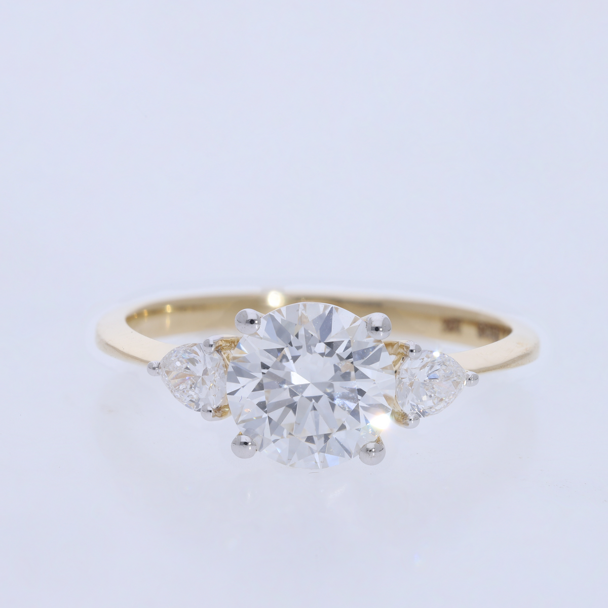 14k Yellow Gold |💍 1.74 Ct VS Round Center Stone and Pear Lab-Grown Diamond Engagement Ring | | 14k White Gold | Best Gift for Her 🤍✨ (Copy)
