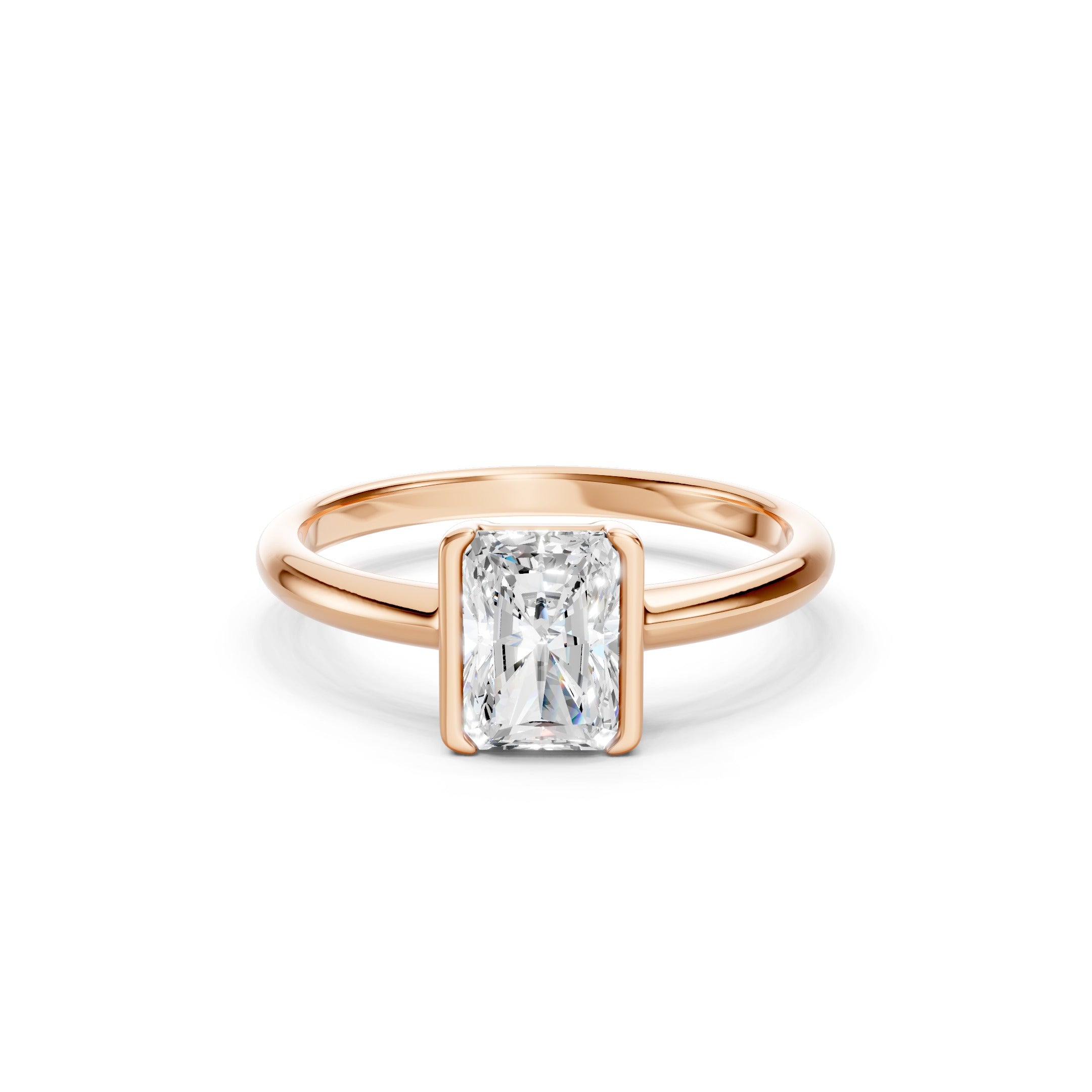 1.00 CT Radiant Cut Diamond Engagement Ring, 10K 14K 18K Gold Bridal Ring