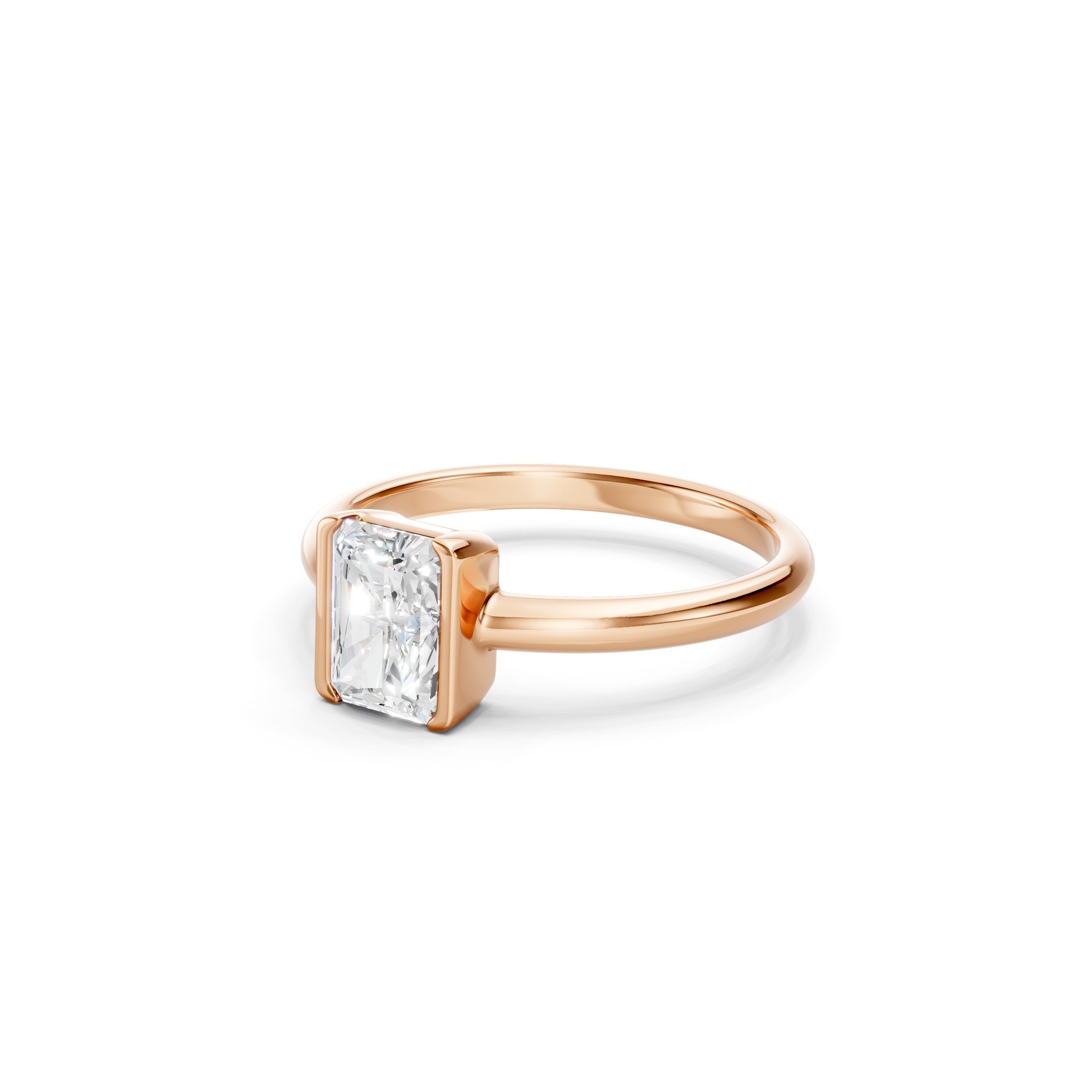 1.00 CT Radiant Cut Diamond Engagement Ring, 10K 14K 18K Gold Bridal Ring