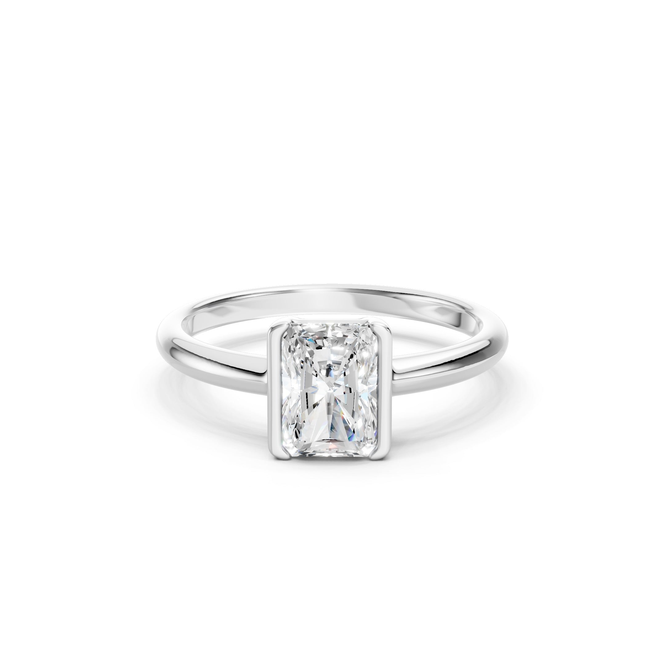 1.00 CT Radiant Cut Diamond Engagement Ring, 10K 14K 18K Gold Bridal Ring
