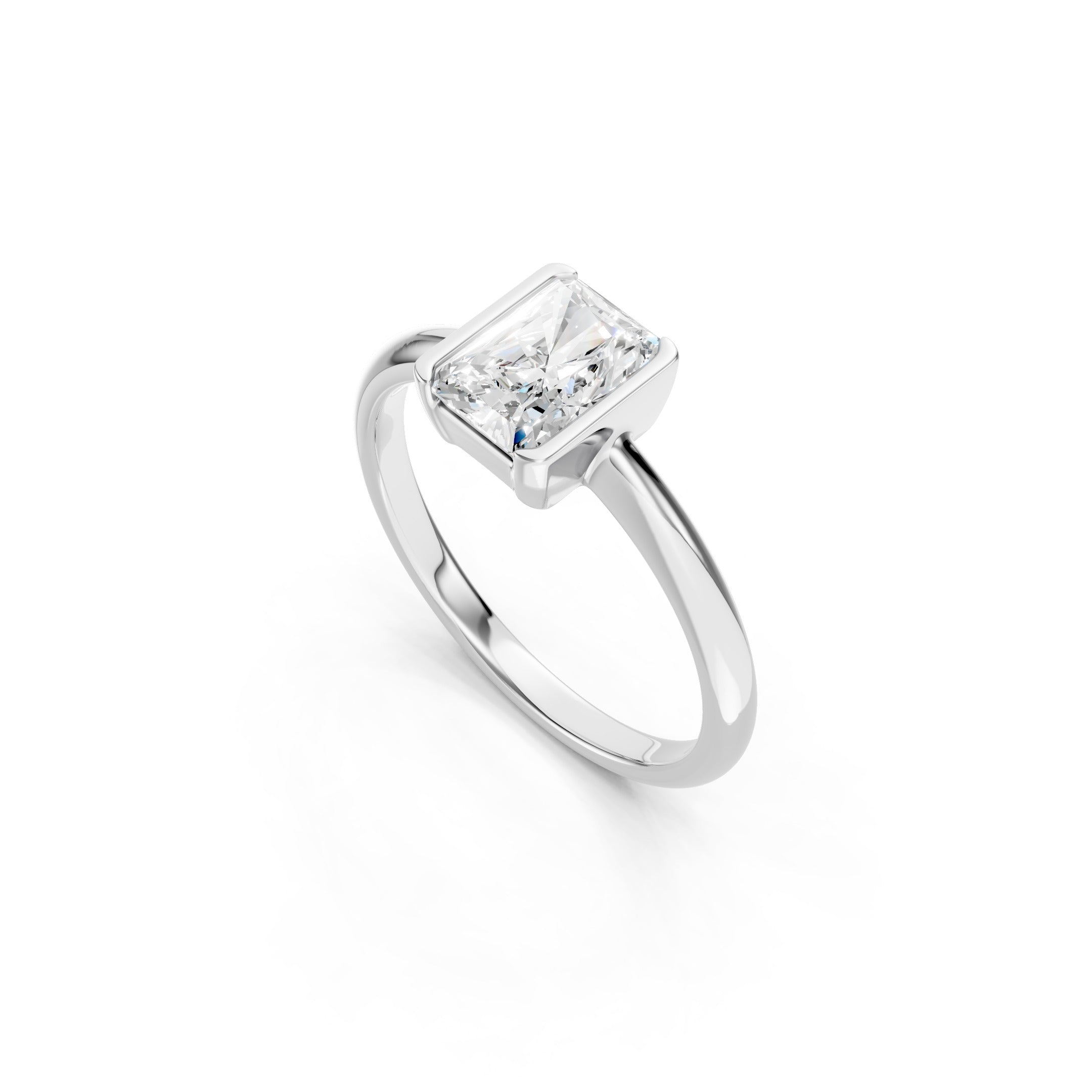 1.00 CT Radiant Cut Diamond Engagement Ring, 10K 14K 18K Gold Bridal Ring