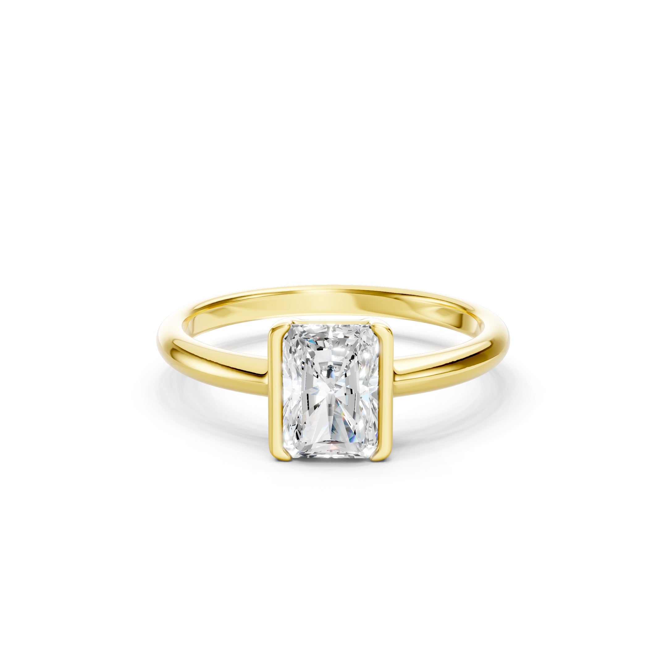 1.00 CT Radiant Cut Diamond Engagement Ring, 10K 14K 18K Gold Bridal Ring
