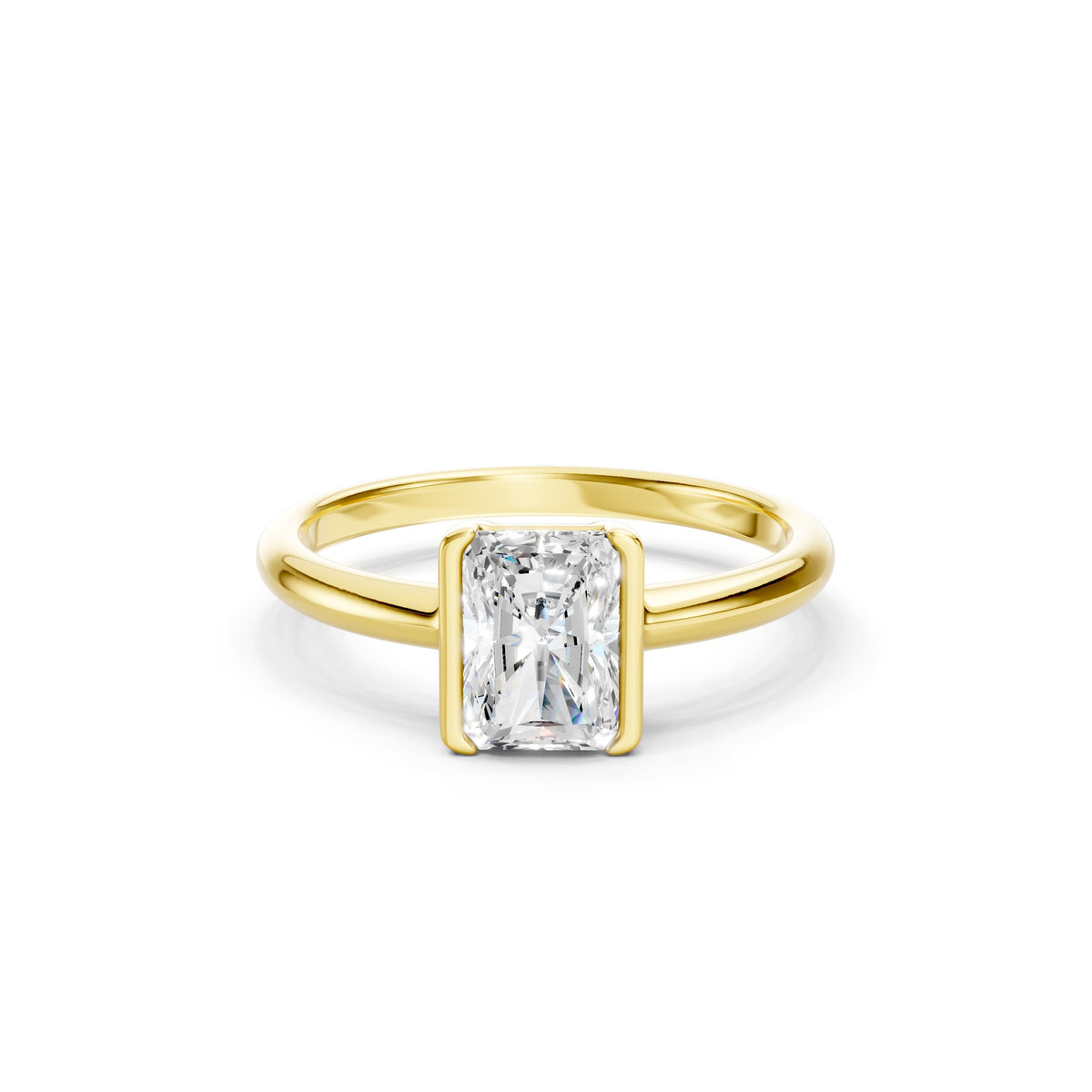 1.00 CT Radiant Cut Diamond Engagement Ring, 10K 14K 18K Gold Bridal Ring